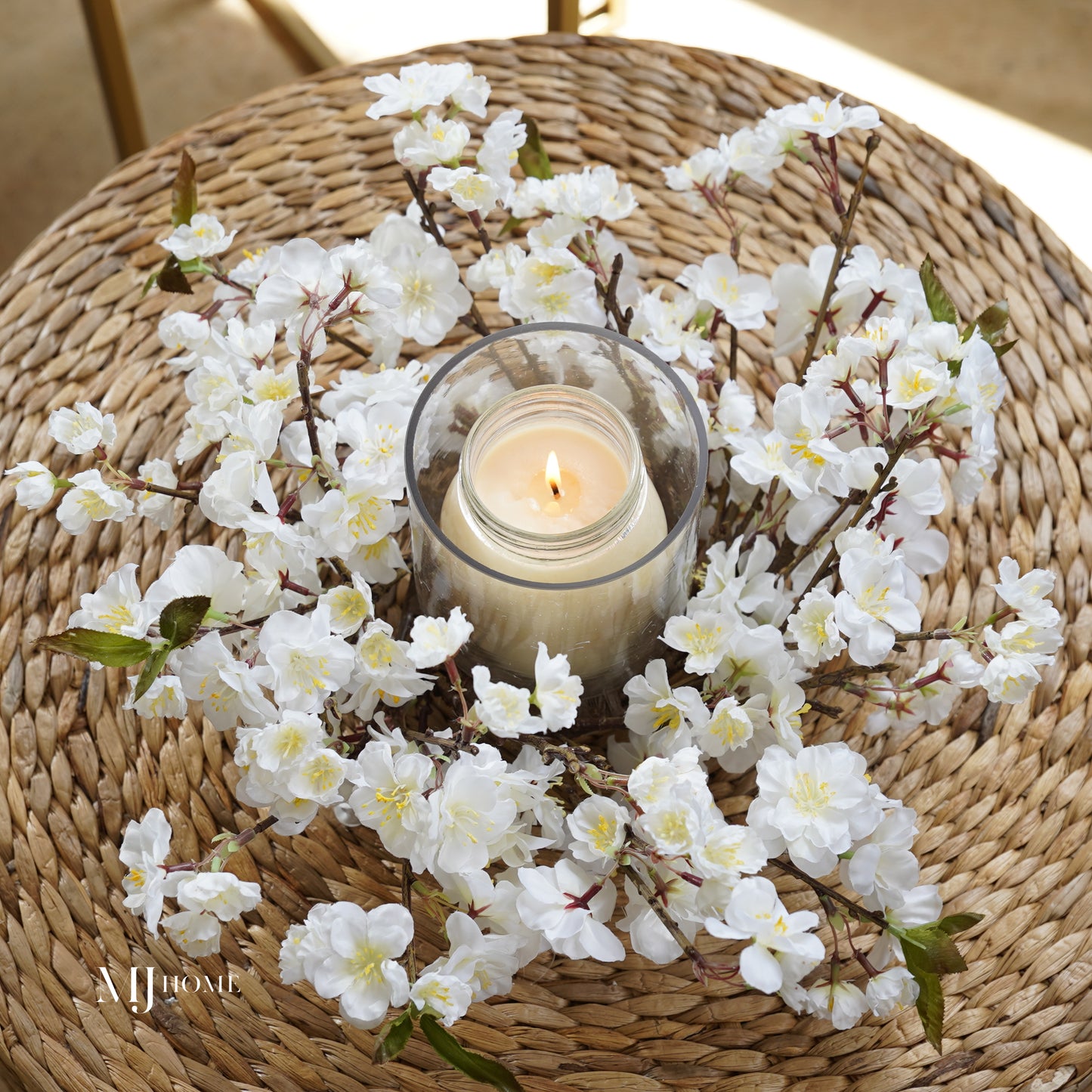 Cherry Blossom Candle Ring with Hurricane