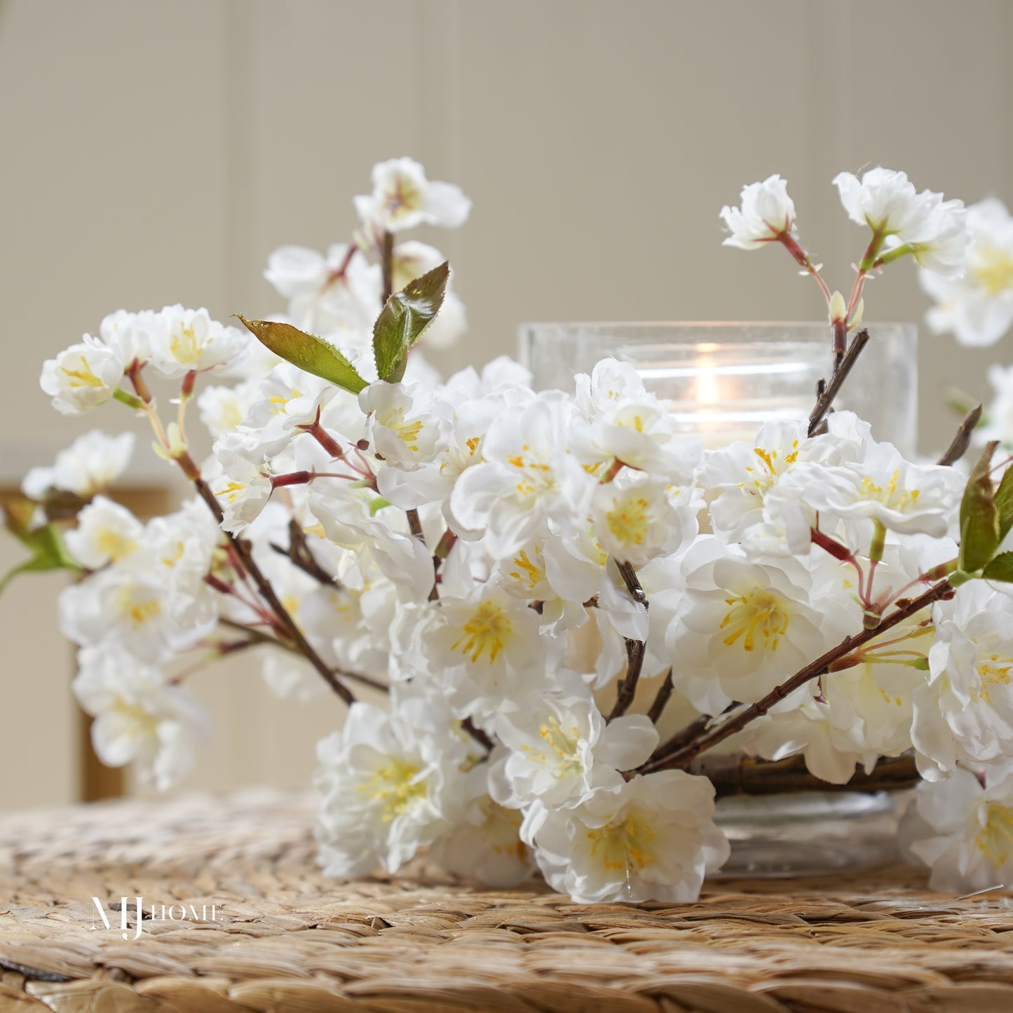 Cherry Blossom Candle Ring with Hurricane