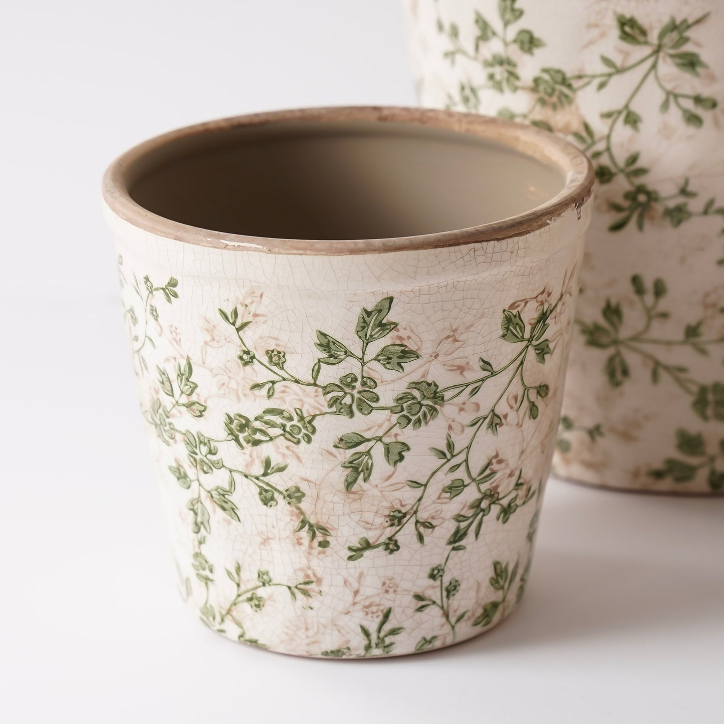 Antiqued Ceramic Floral Pots