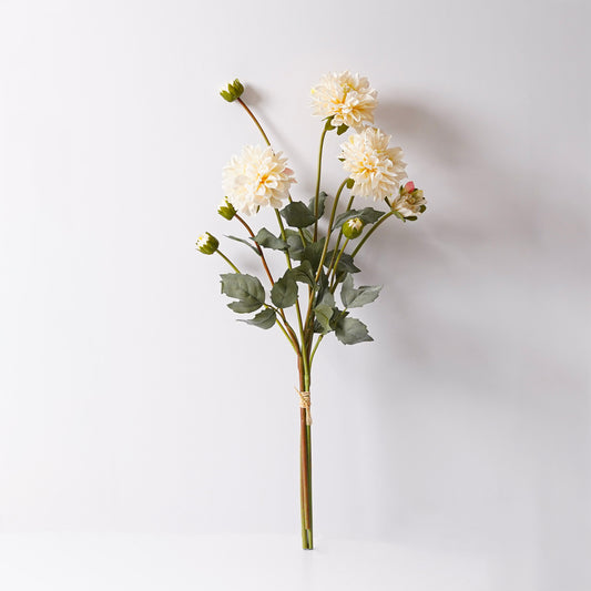 Dried Faux Dahlia Bunch | Cream