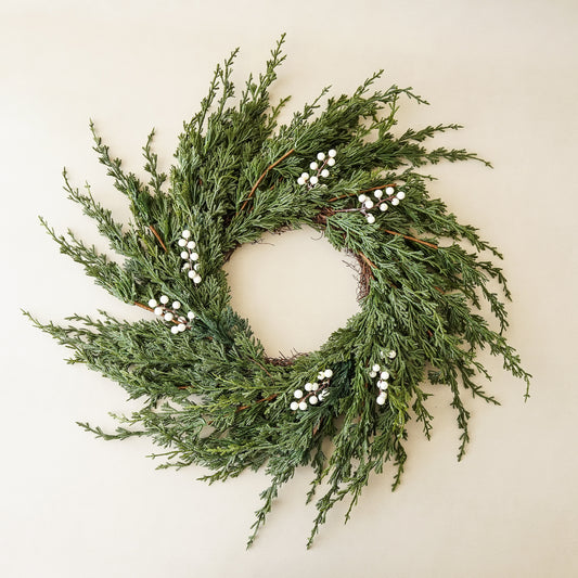 Real Touch Cedar Lake White Berry Wreath