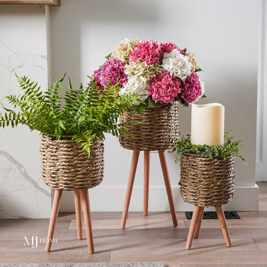 Seagrass Footed Planters | Set of 3