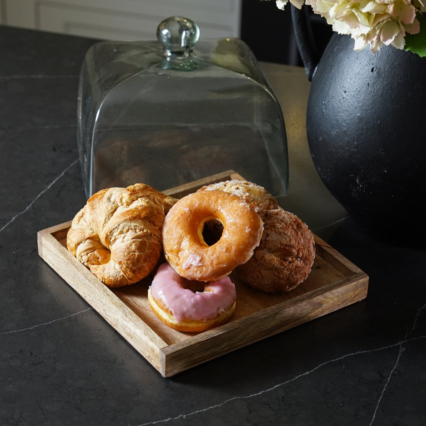 Square Wood and Glass Cake Cover