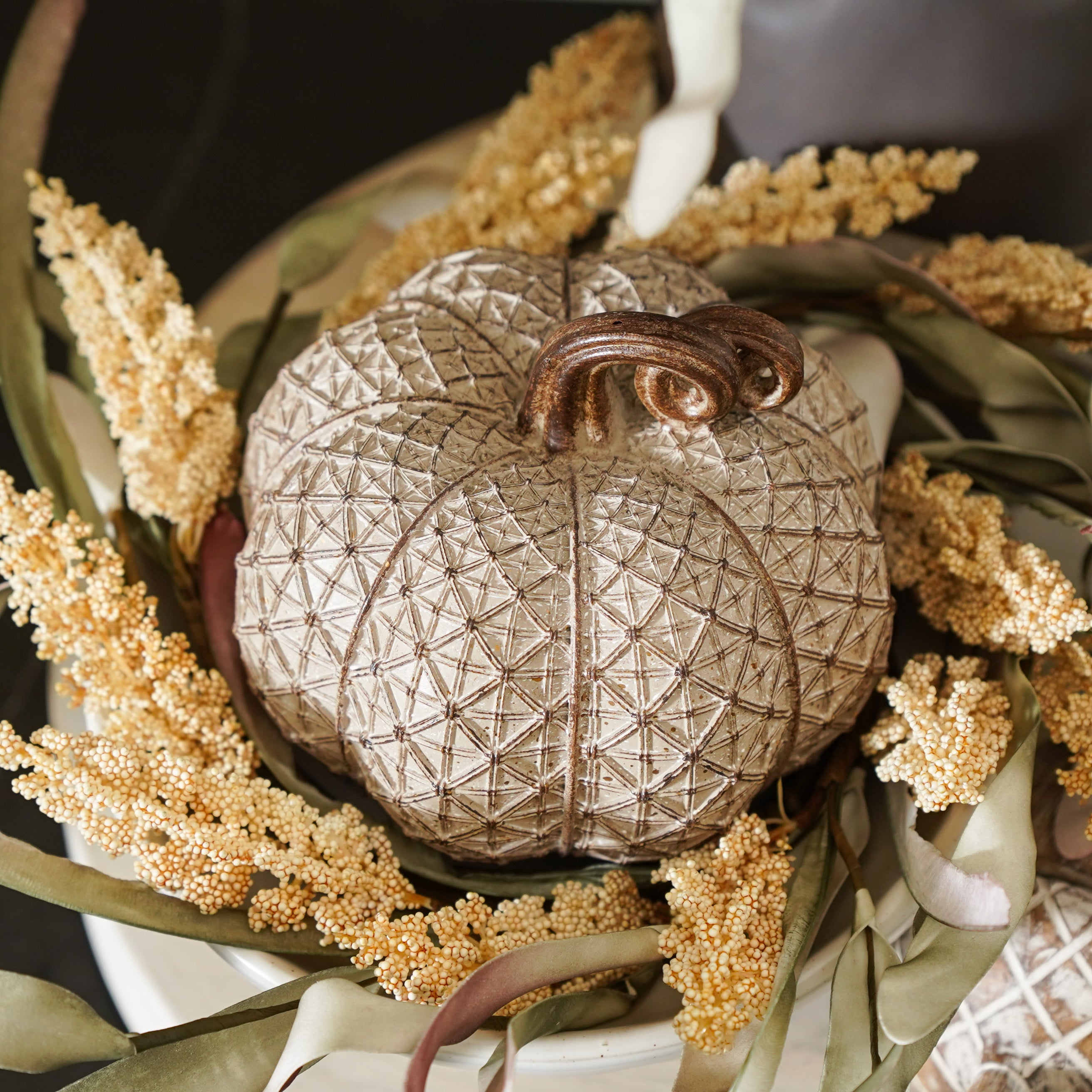 Resin Beige Textured Pumpkin