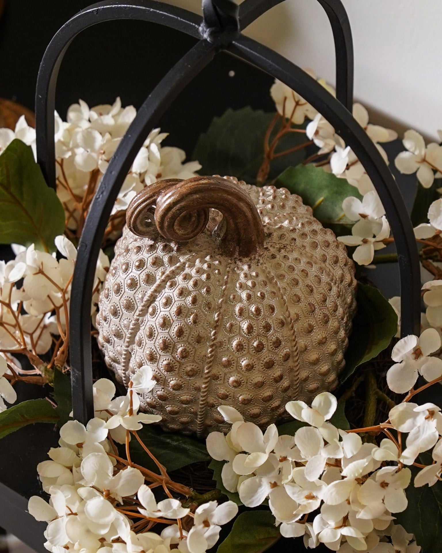 Resin Beige Textured Pumpkin