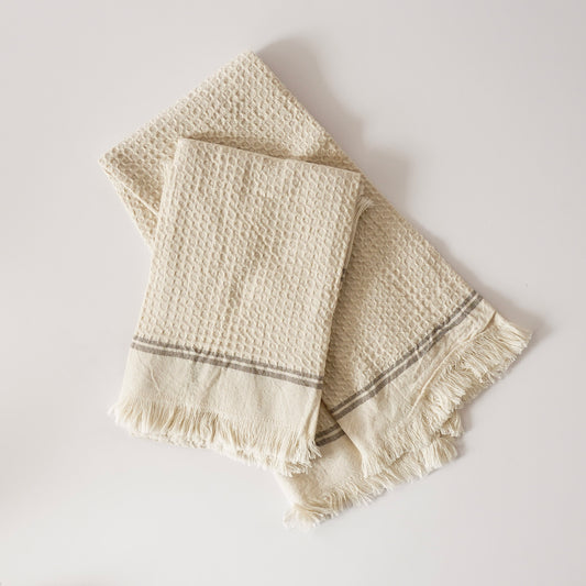 Natural Stripe Towels | Set of 2