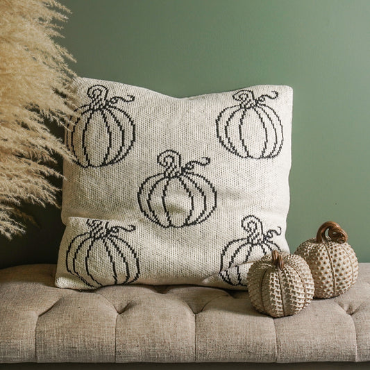 Cream & Black Pumpkin Pillow