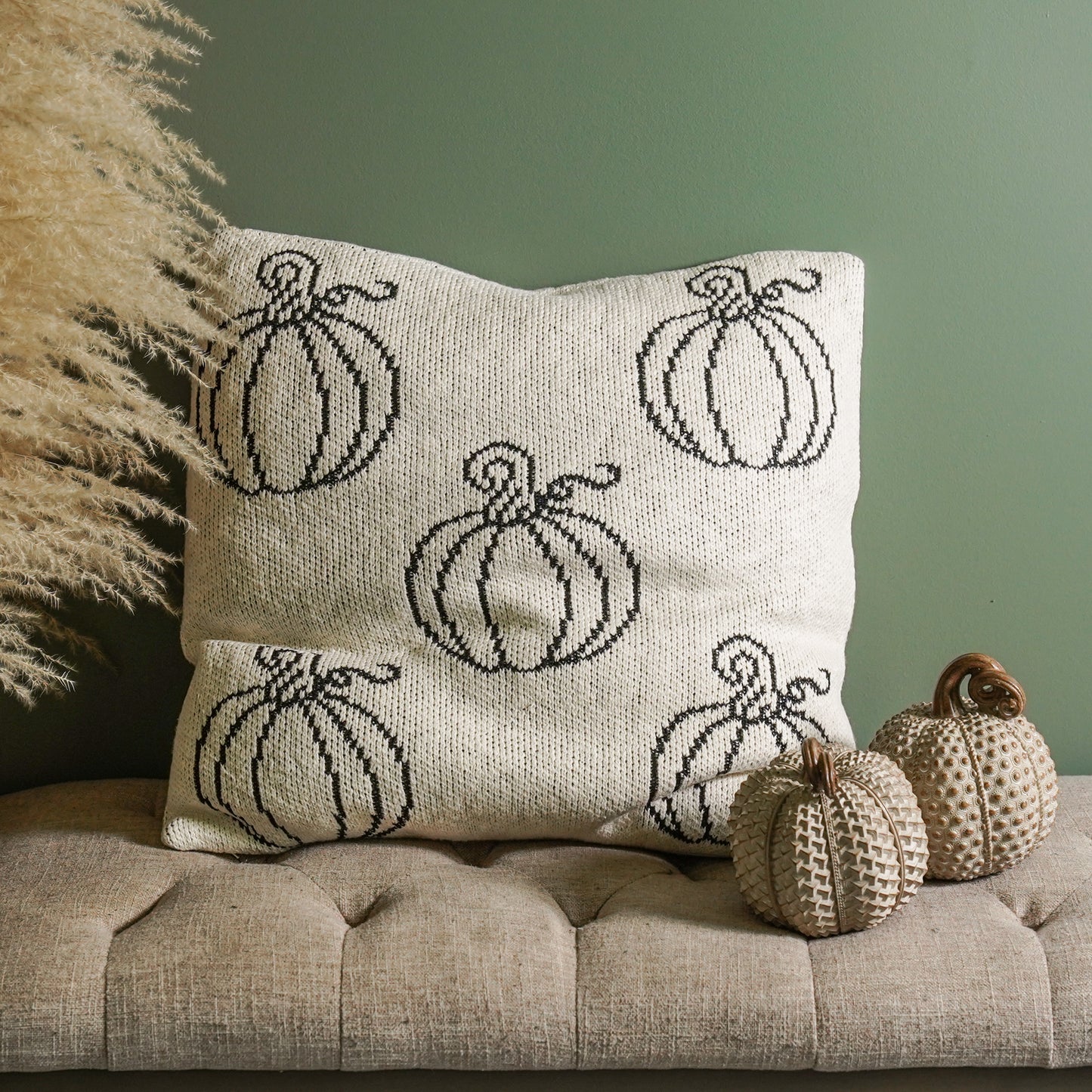 Cream & Black Pumpkin Pillow