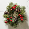 Faux Holiday Candle Ring with Pinecones & Red Berries