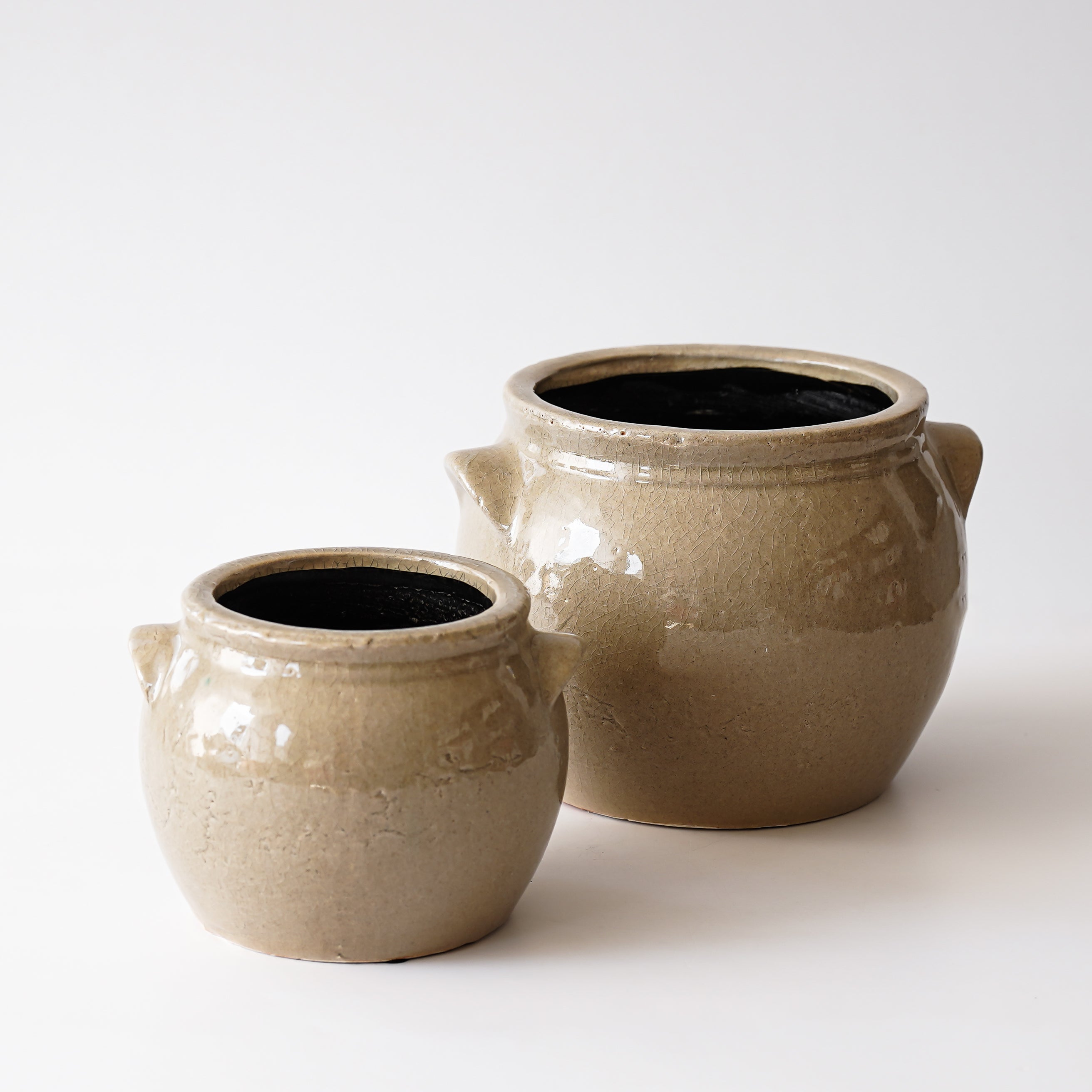 Whisper Ceramic Beige Crock | Large