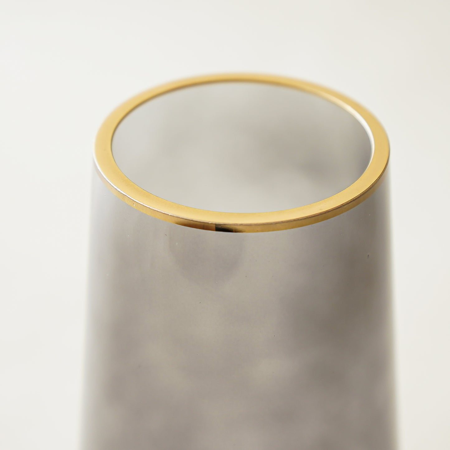 Harlan Smoked Glass Vase | Gold Rim Modern Accent