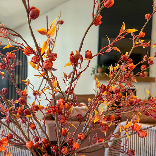 Burnt Orange Bud Branch | Faux Fall Stem