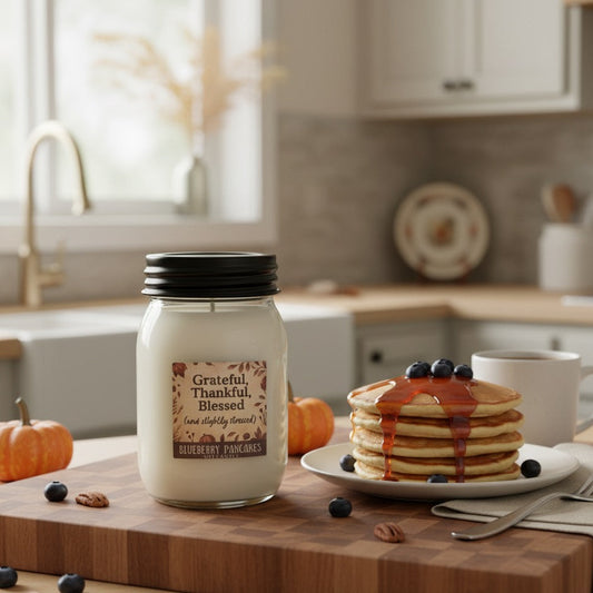 Slightly Stressed | Blueberry Pancakes | Mason Jar