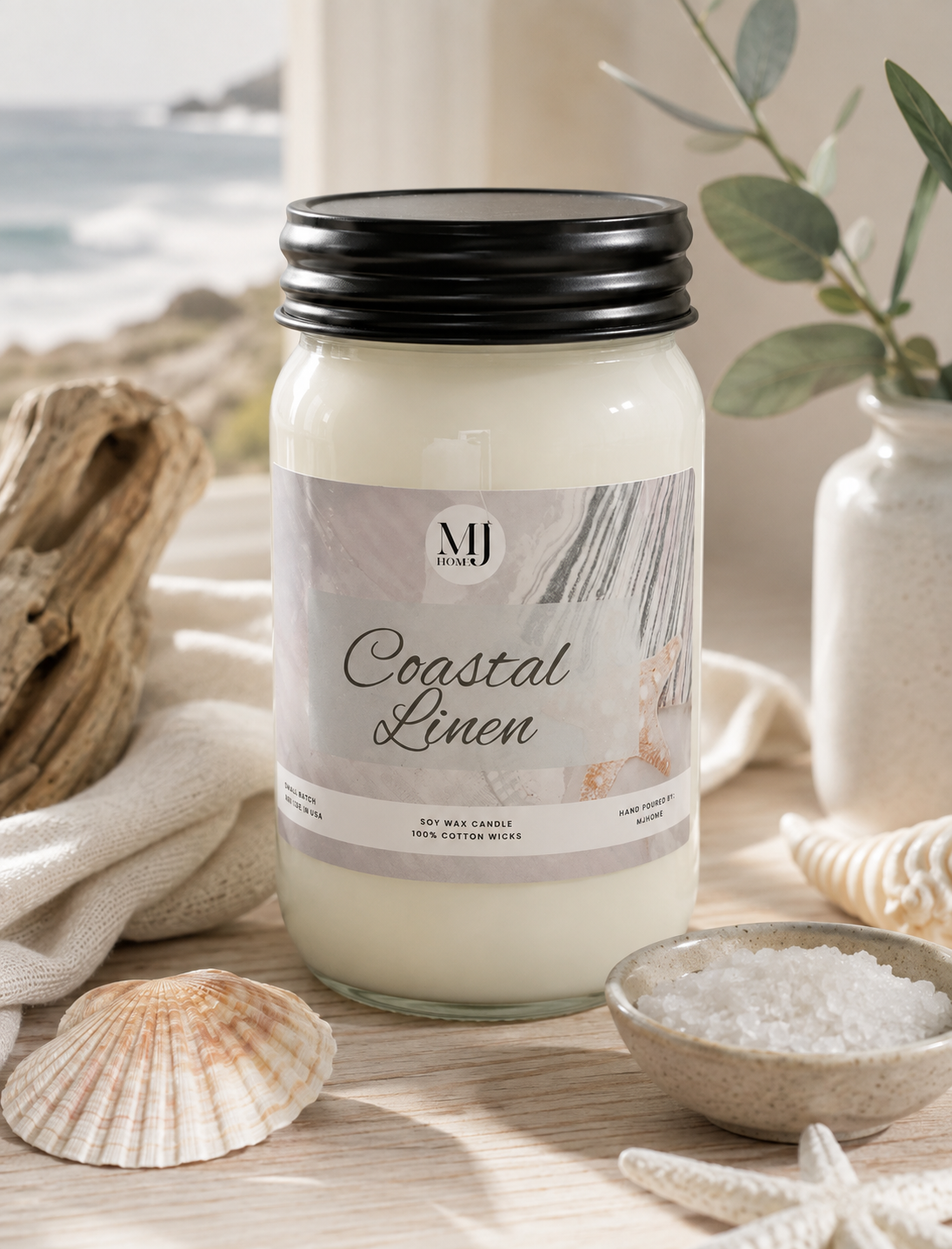 Coastal Linen | Mason Jar Candle