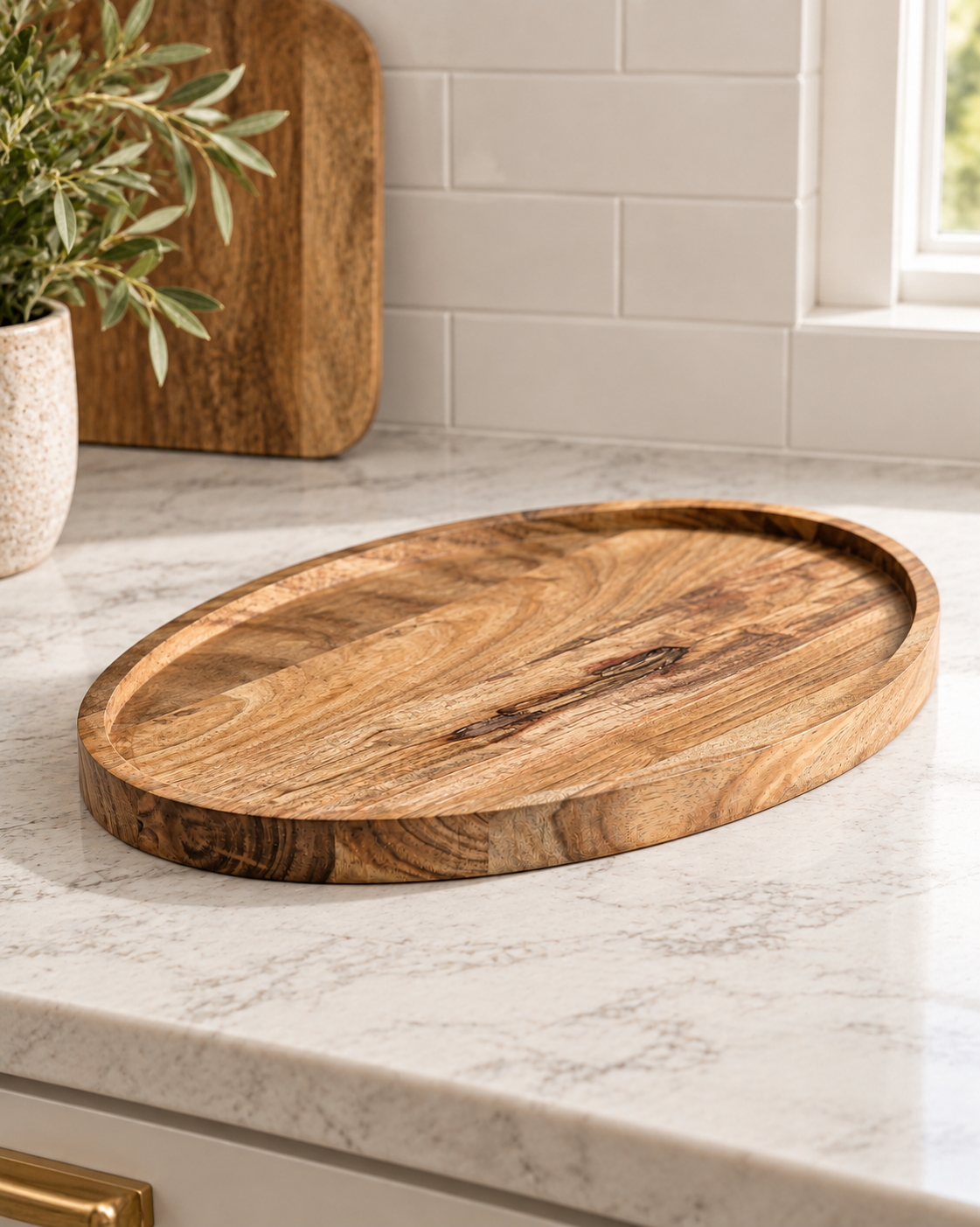 Oval Acacia Wood Tray