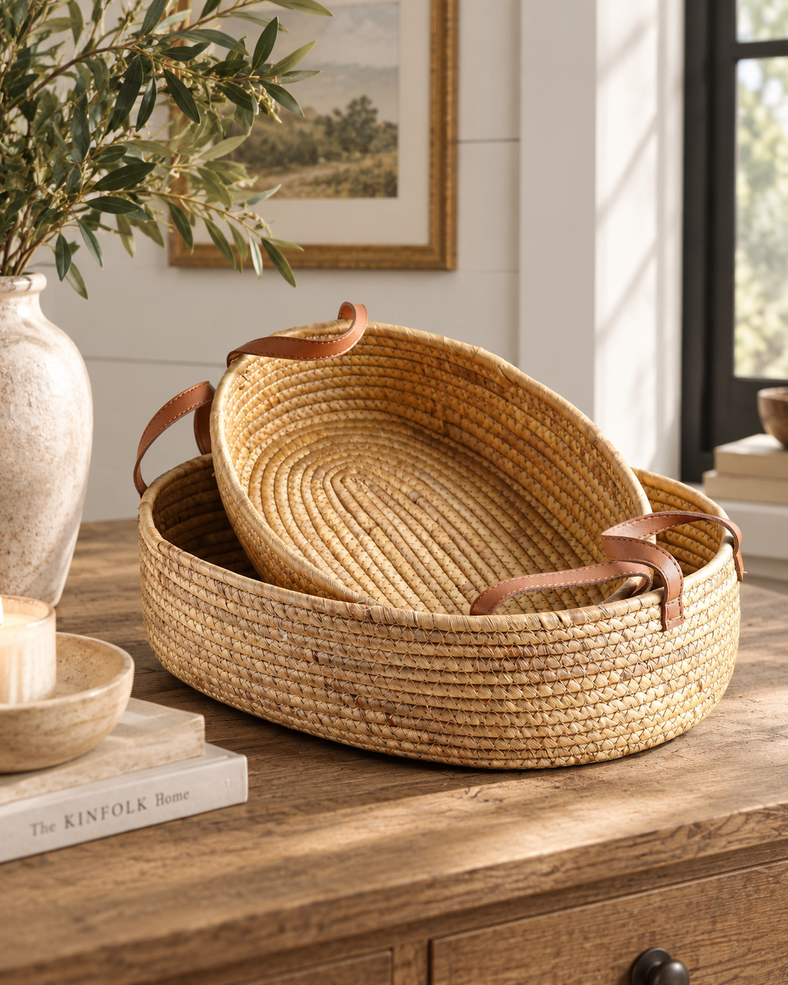 Oval Hand-Woven Seagrass Basket