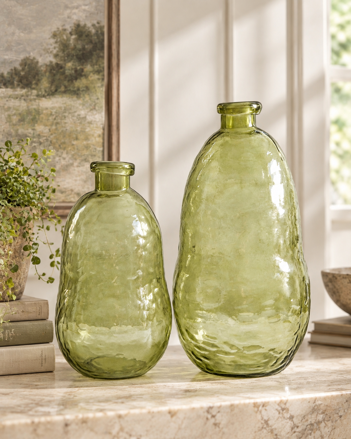 Green Glass Bottle Vase