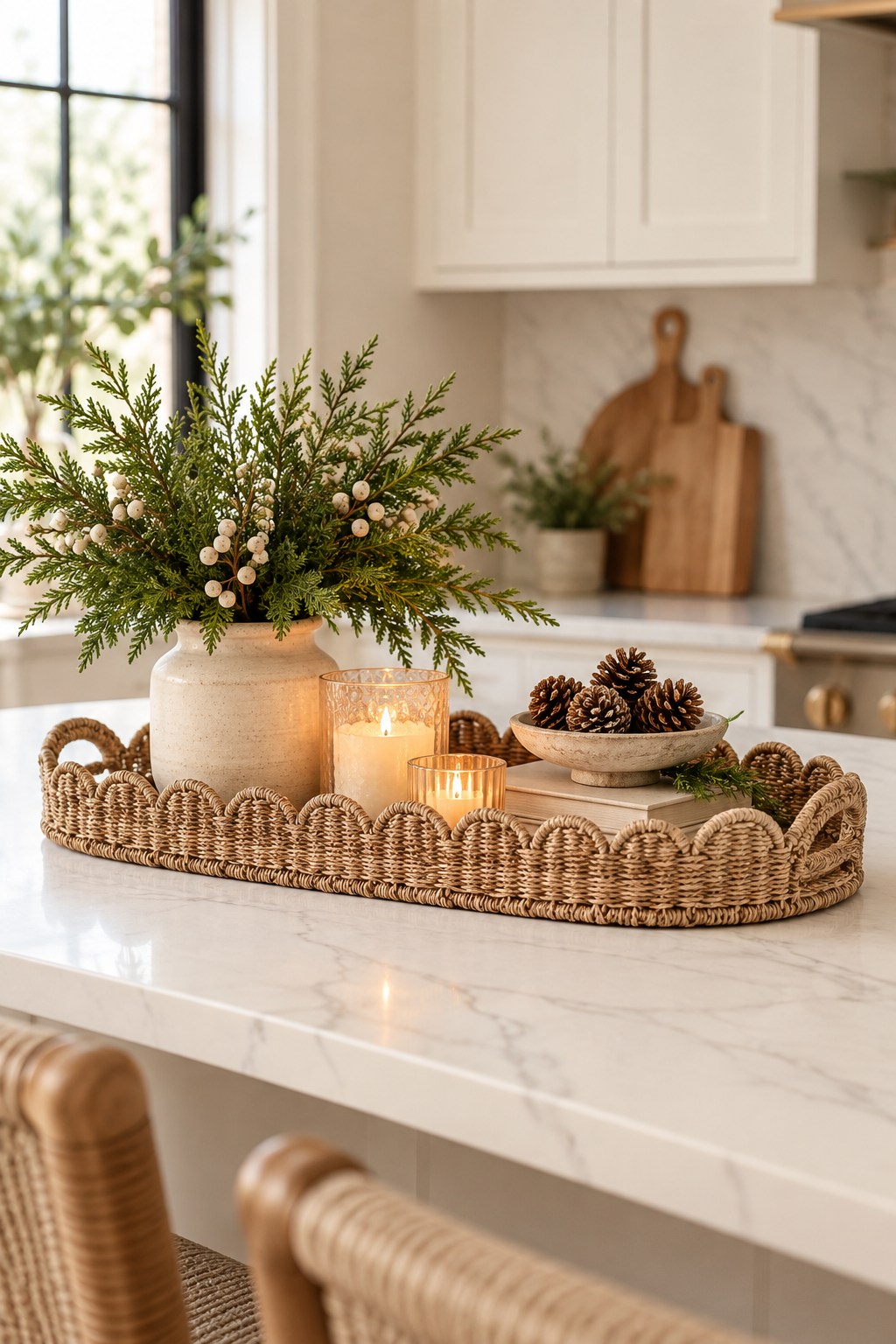 Scalloped Woven Centerpiece Tray