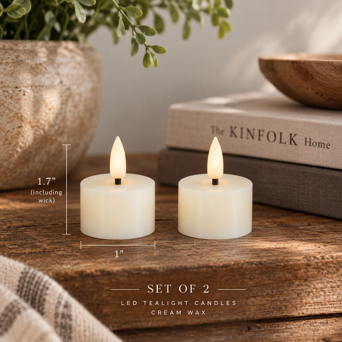 Cream Flameless Tealight Candle Set