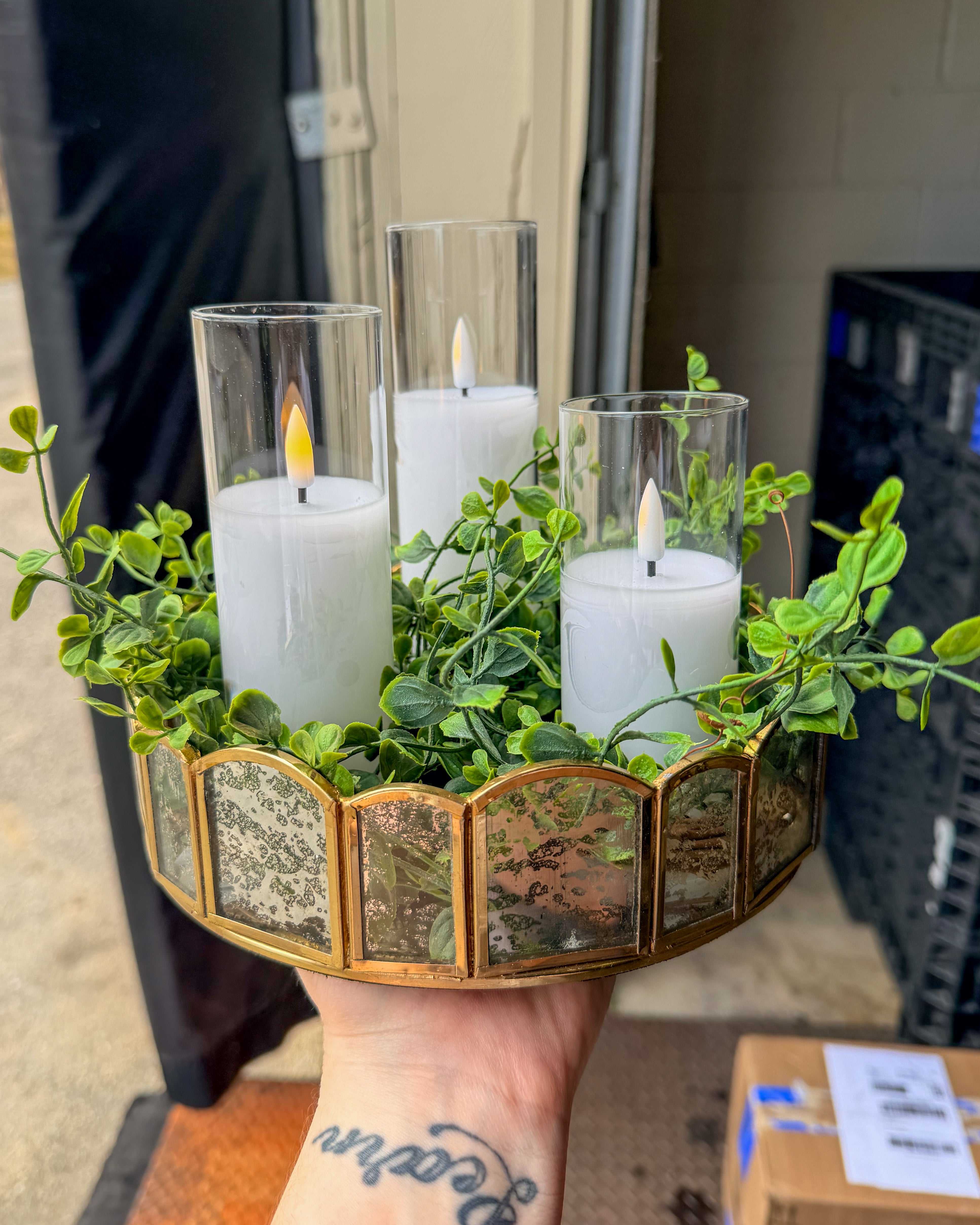 Mirror Vine Candle Tray Styled Look