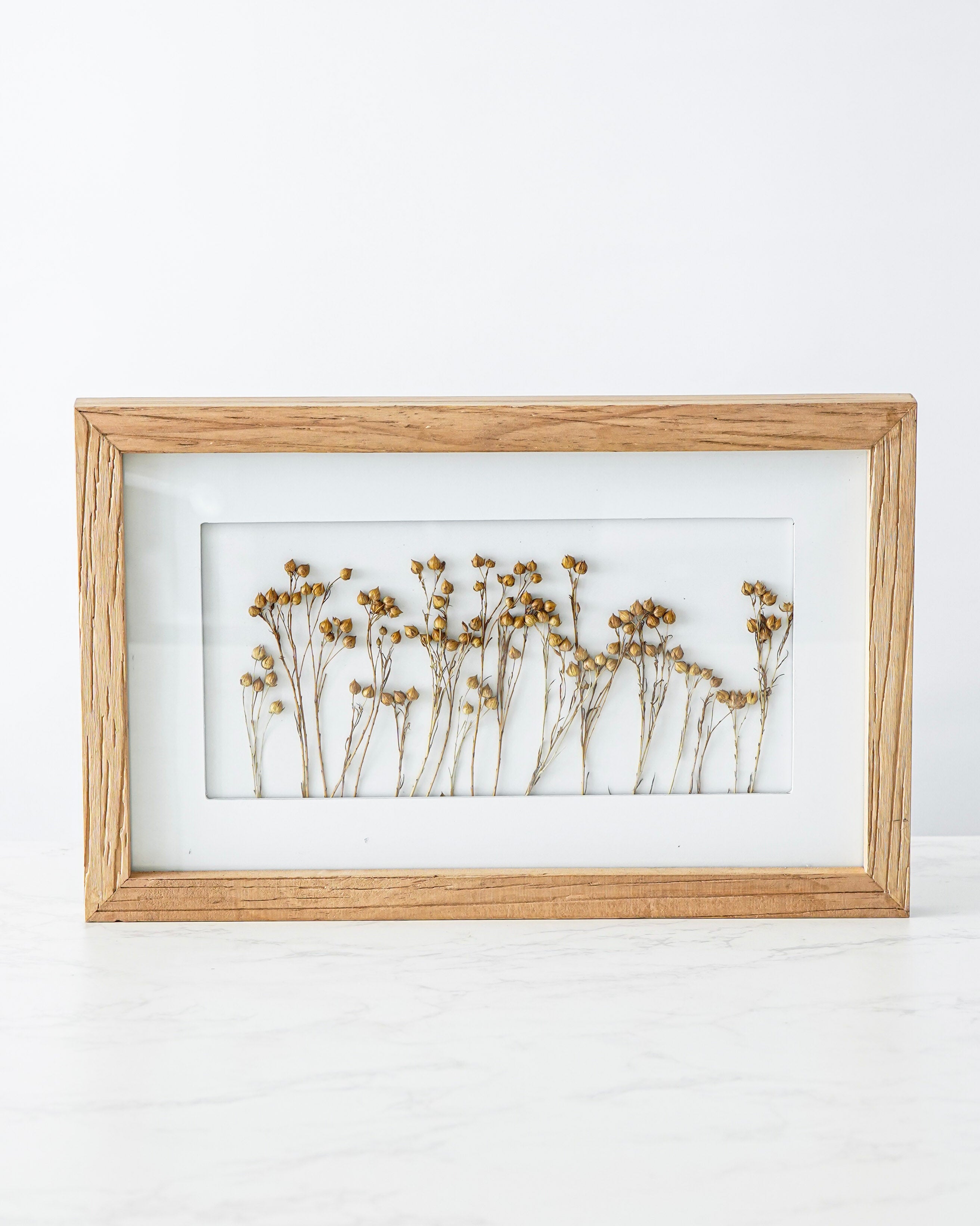 Wood Framed Dried Babies Breath Wall Decor