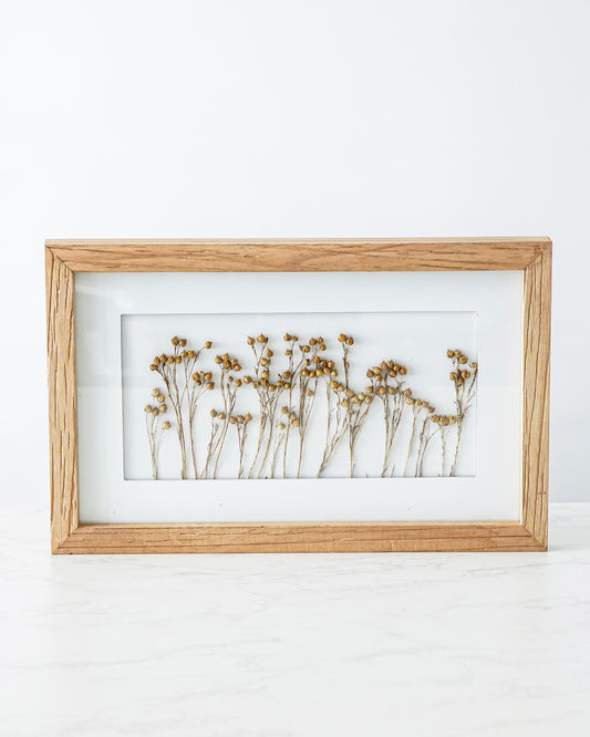 Wood Framed Dried Babies Breath Wall Decor