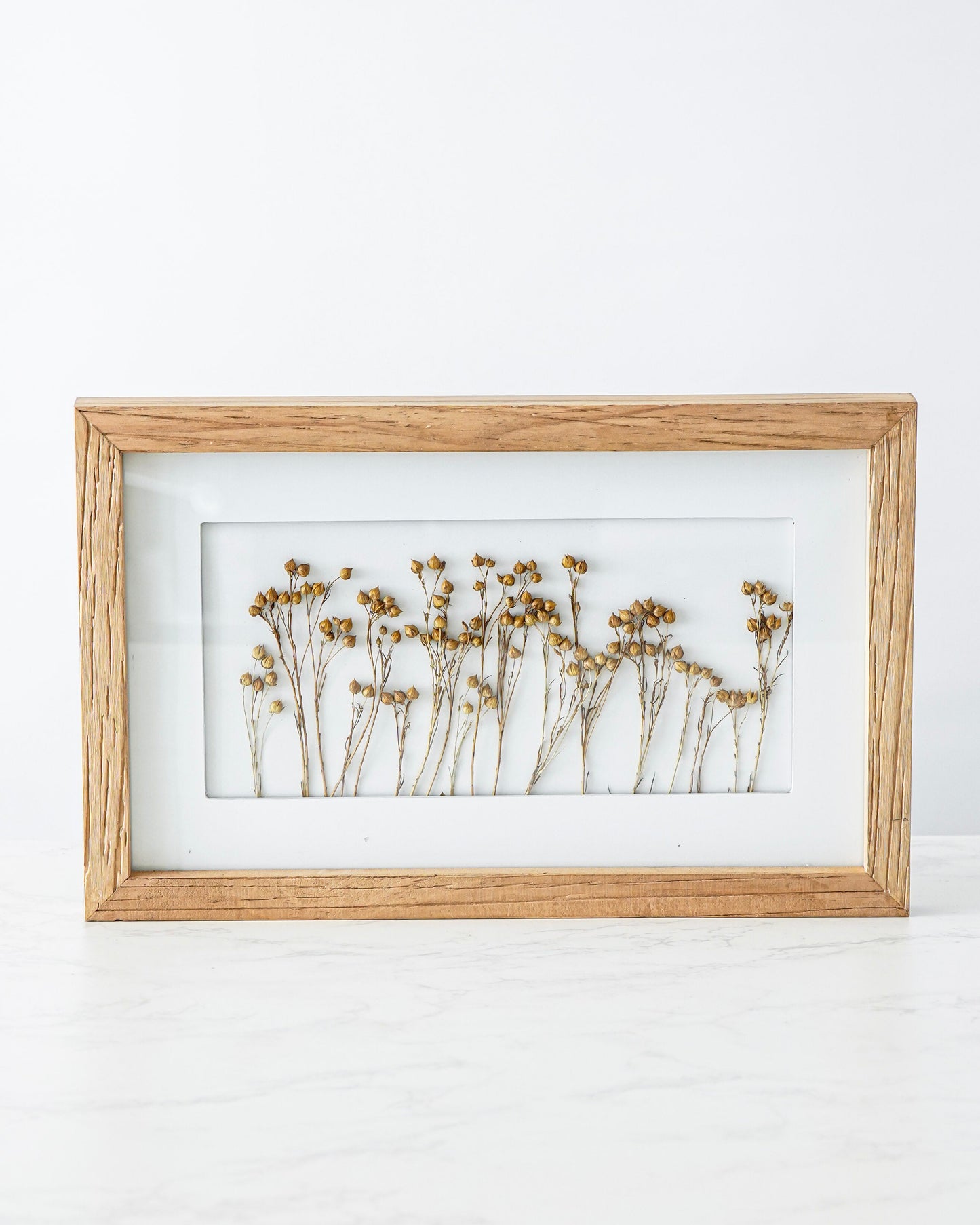 Wood Framed Dried Babies Breath Wall Decor