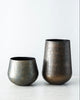 Antiqued Metal Ribbed Vase