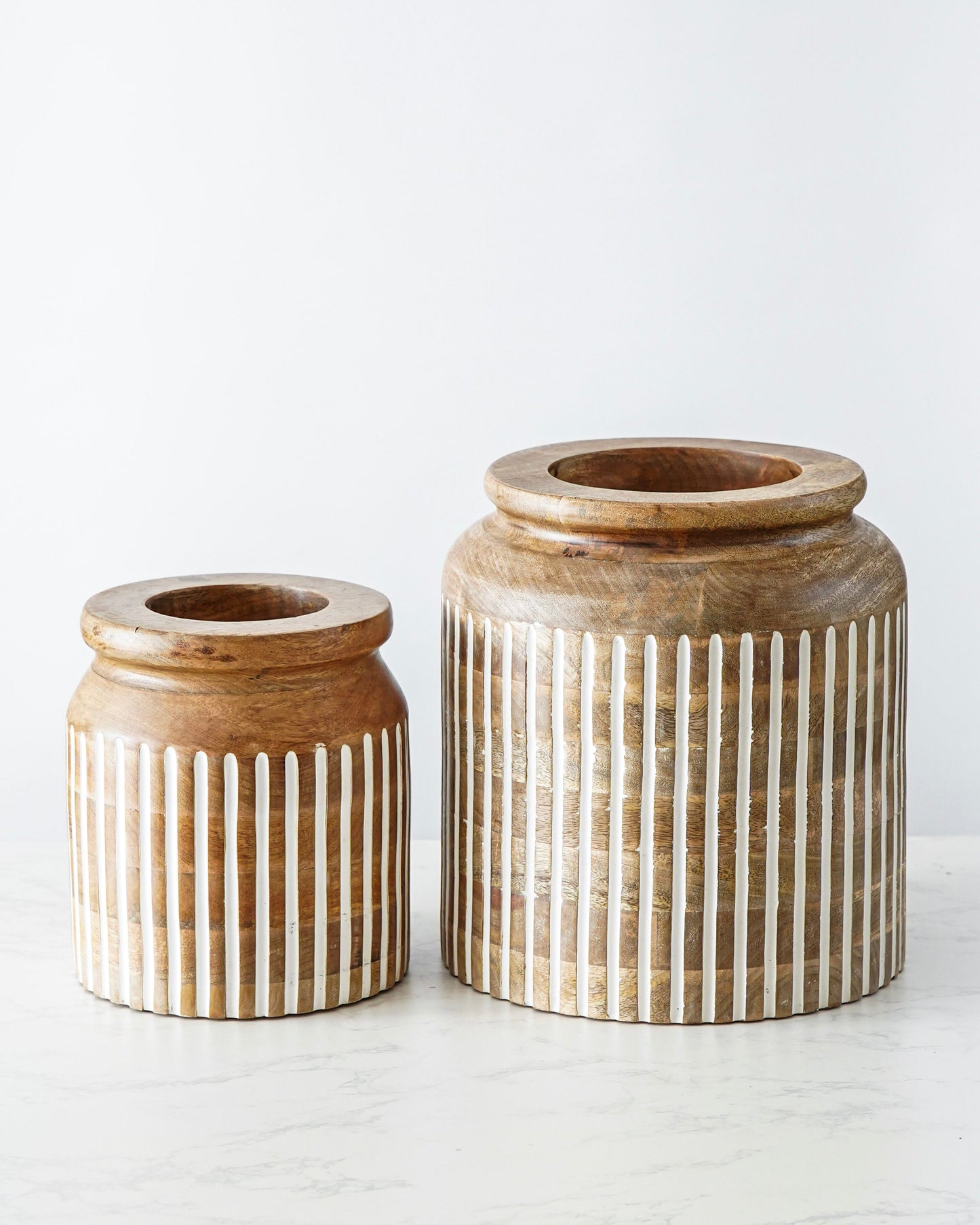 Rowan Carved Wood Vase