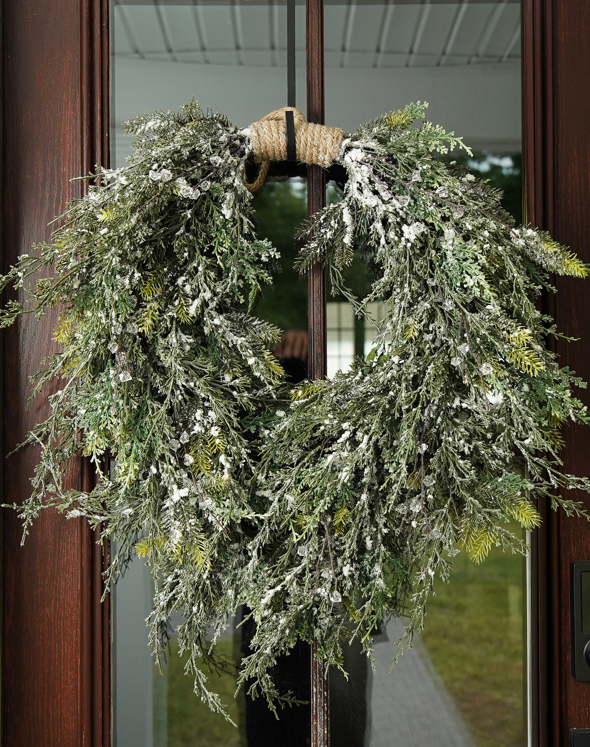 Snow-Covered Cascading Evergreen Wreath