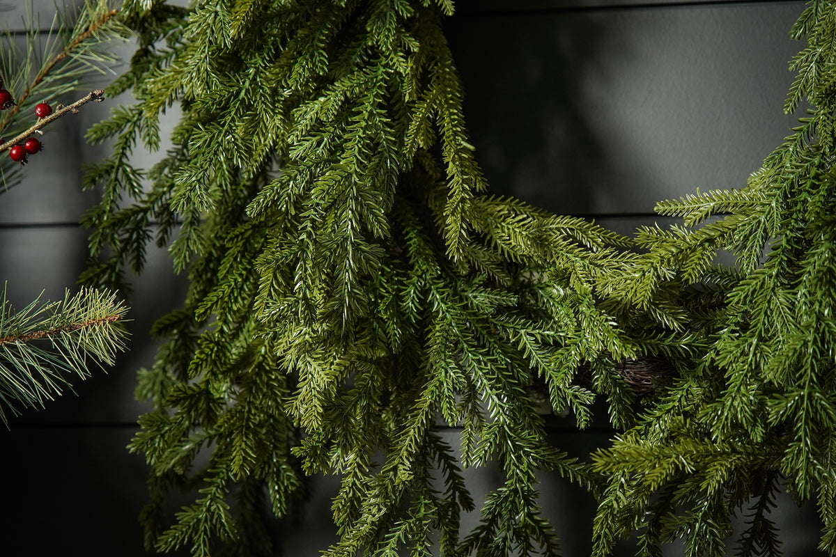 Soft-Touch Cascading Evergreen Wreath