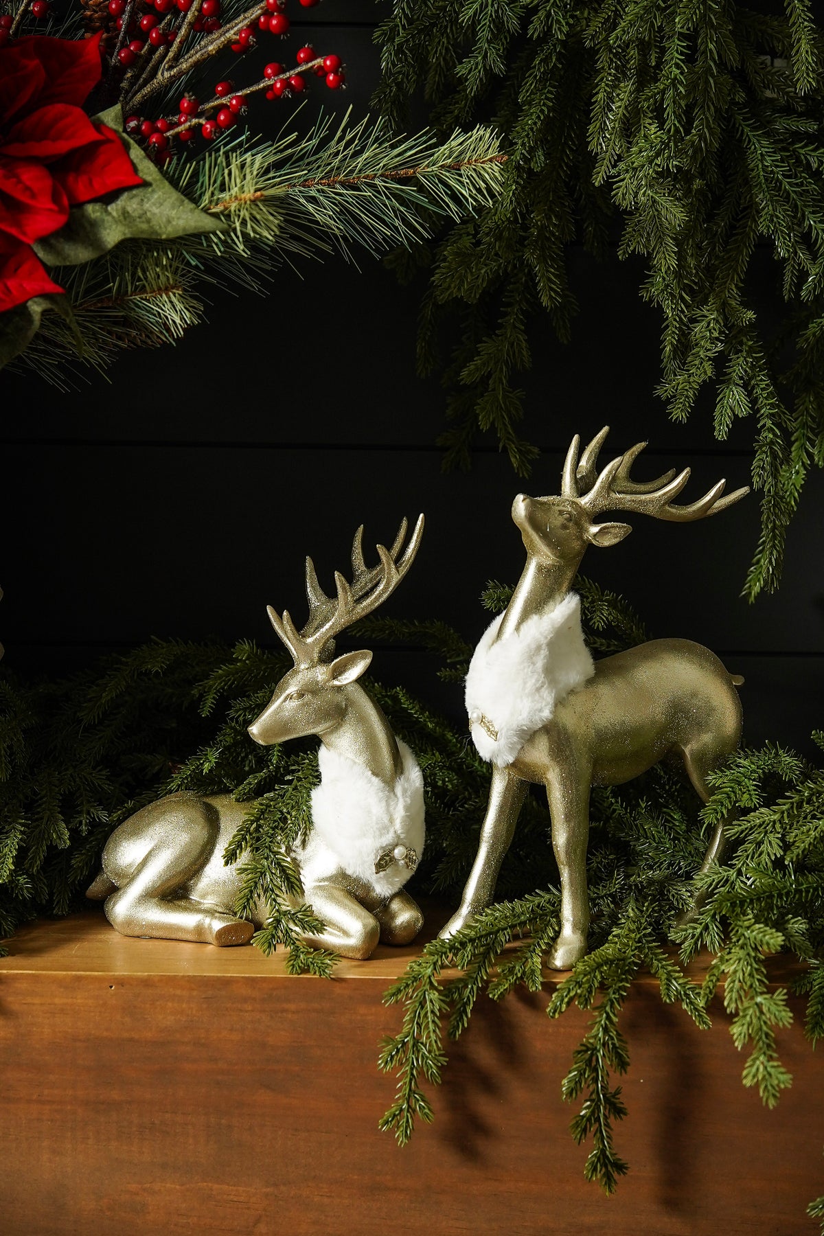 Champagne Gold Deer Figurines | Set of 2