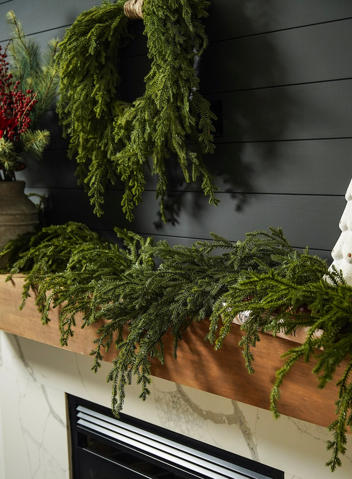Soft-Touch Cascading Evergreen Garland