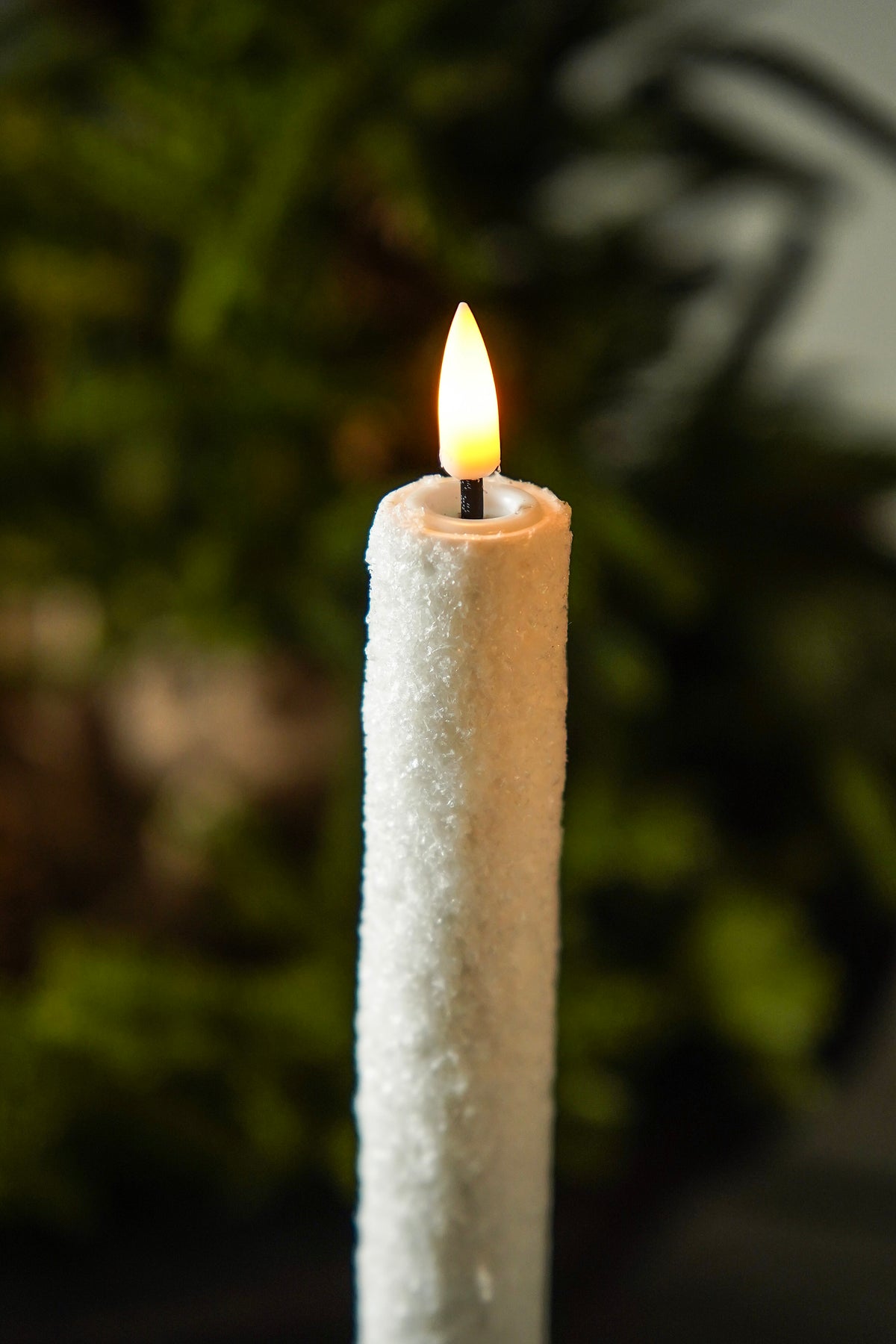 Snowy Flameless LED Taper Candle Set