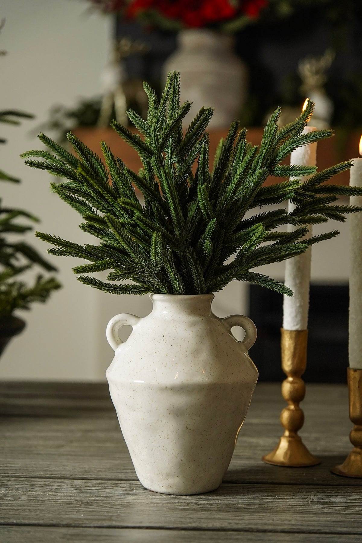Elara Off-White Handled Ceramic Vase