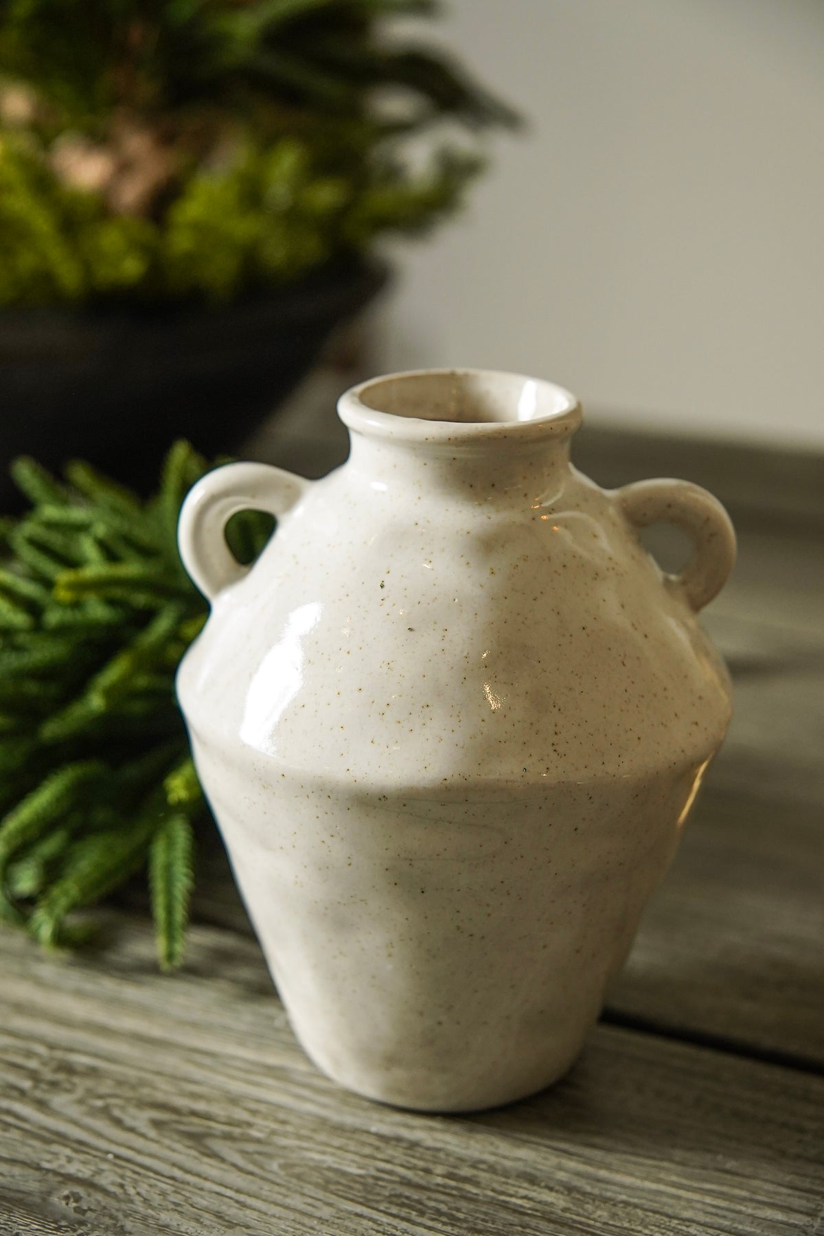 Elara Off-White Handled Ceramic Vase