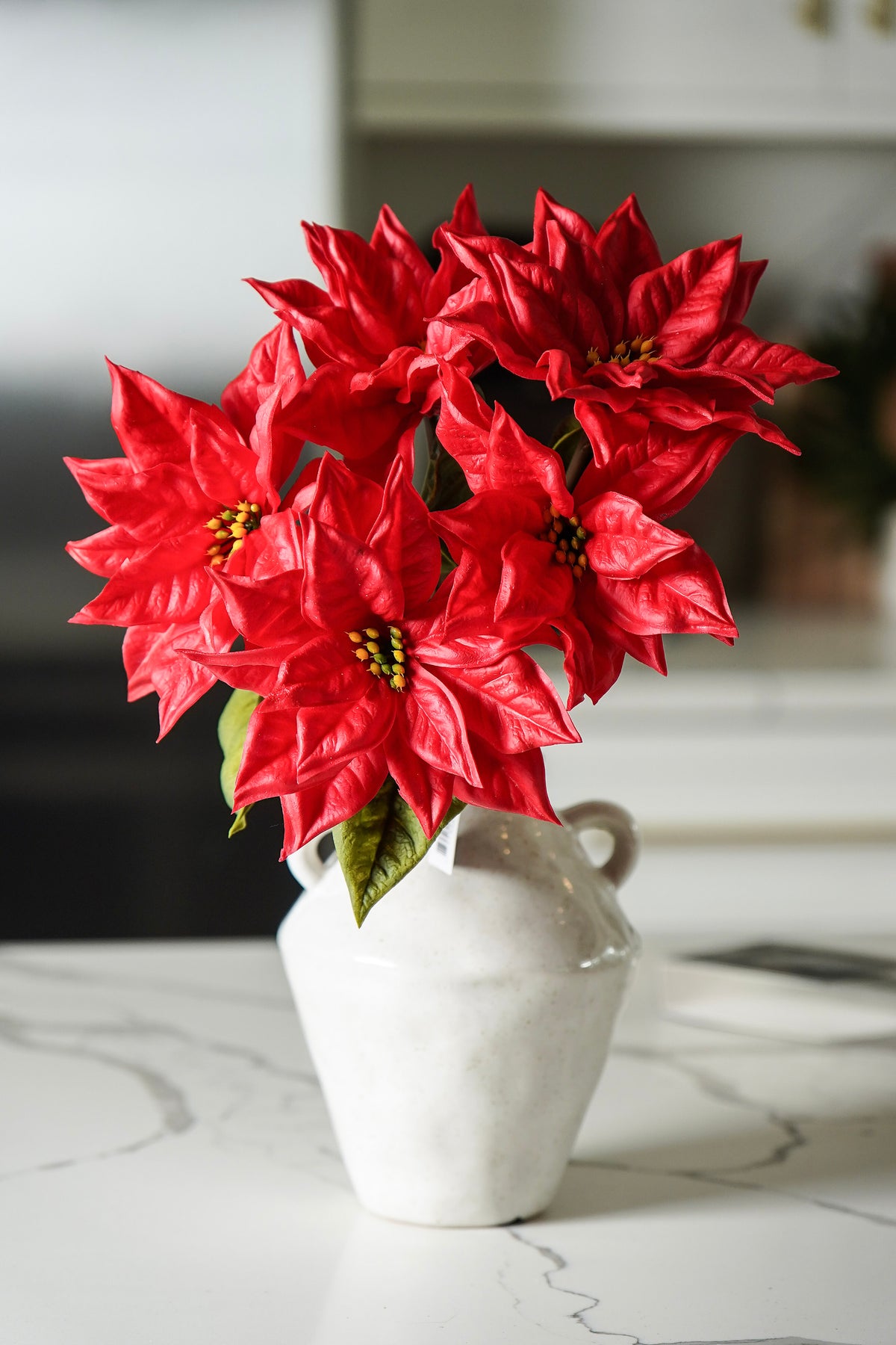 Real Touch Red Poinsettia Bunch