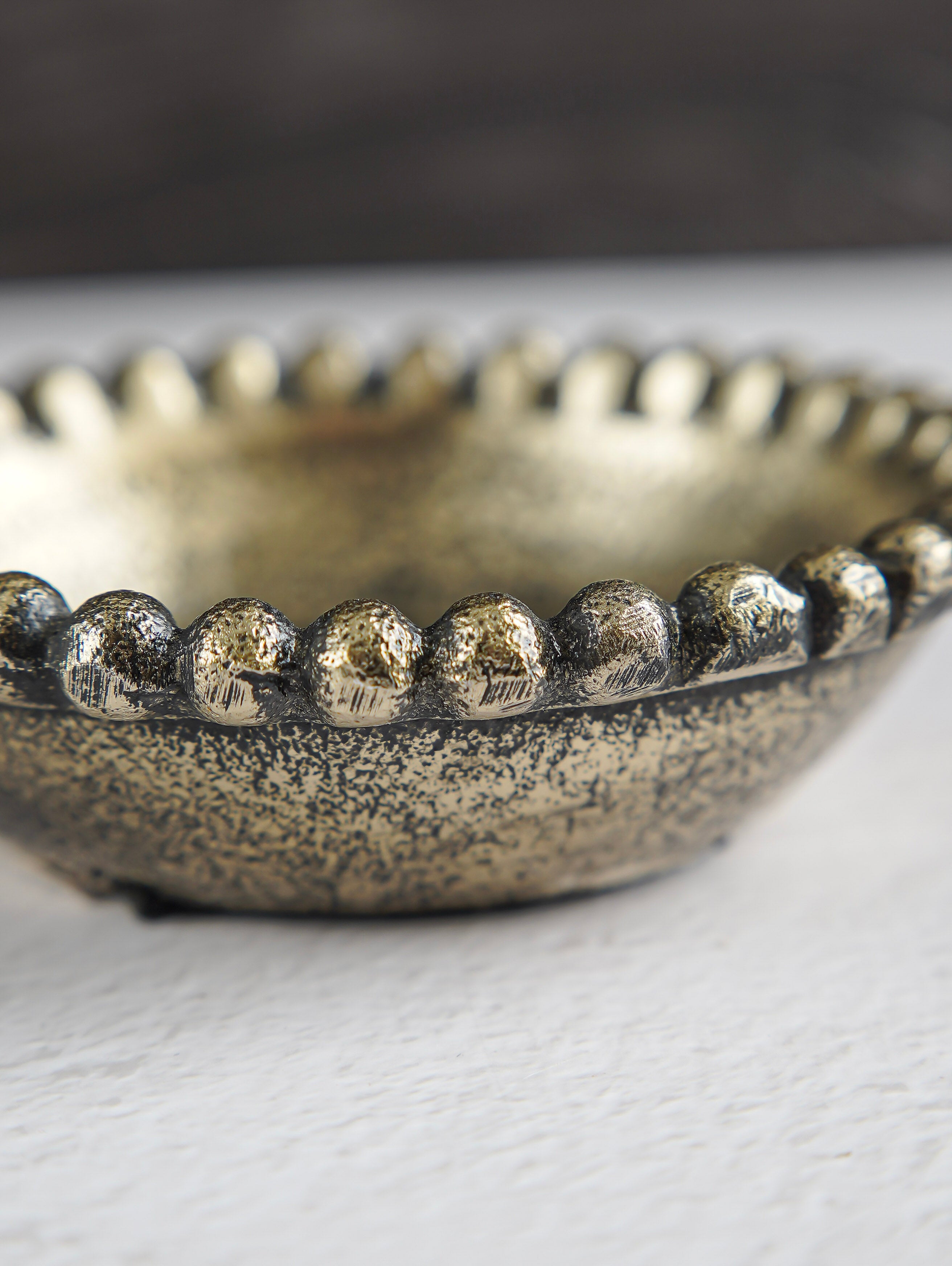 Beaded Antique Gold Dish