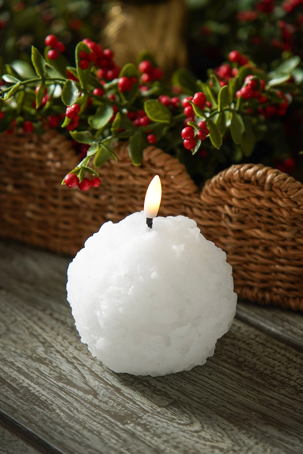 Flameless Wax Snowball Candle