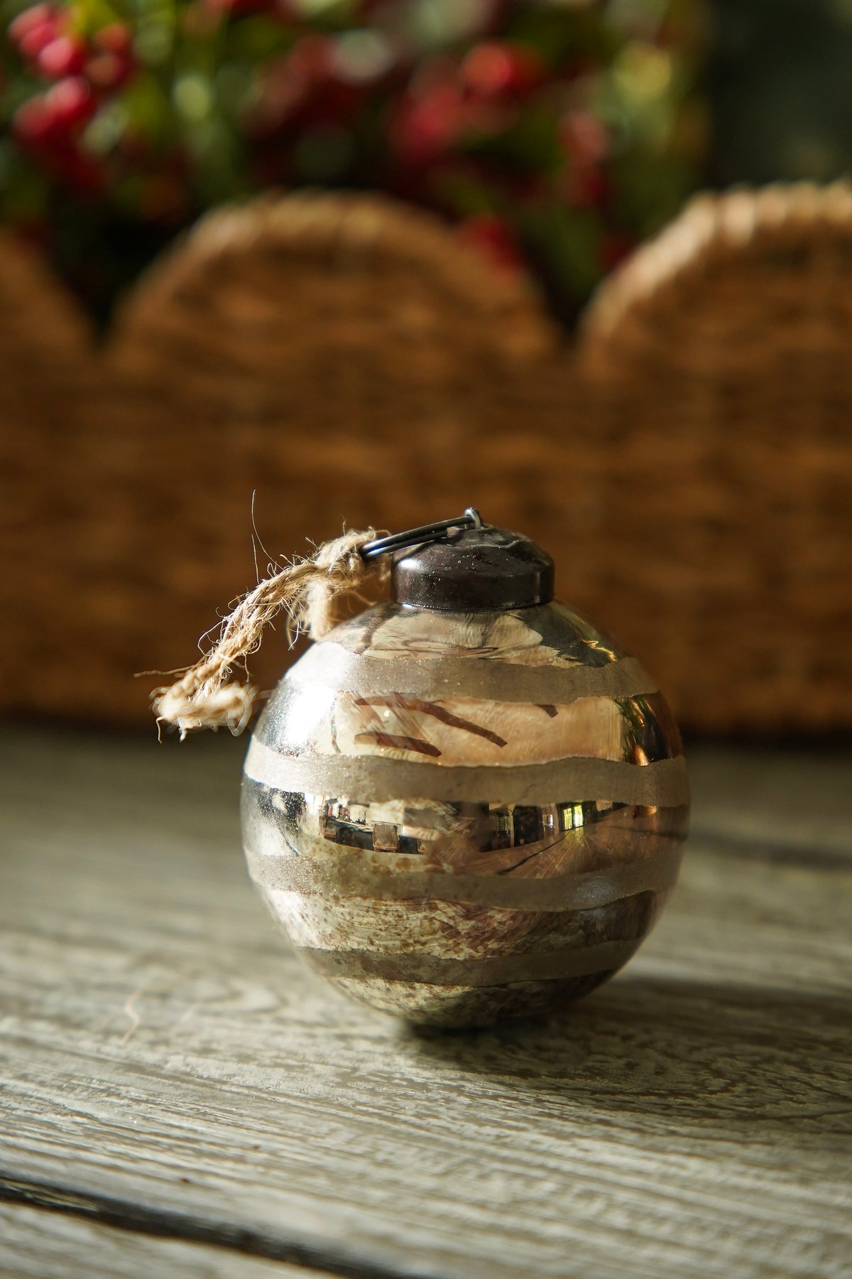 Vintage Striped Mercury Glass Ornament