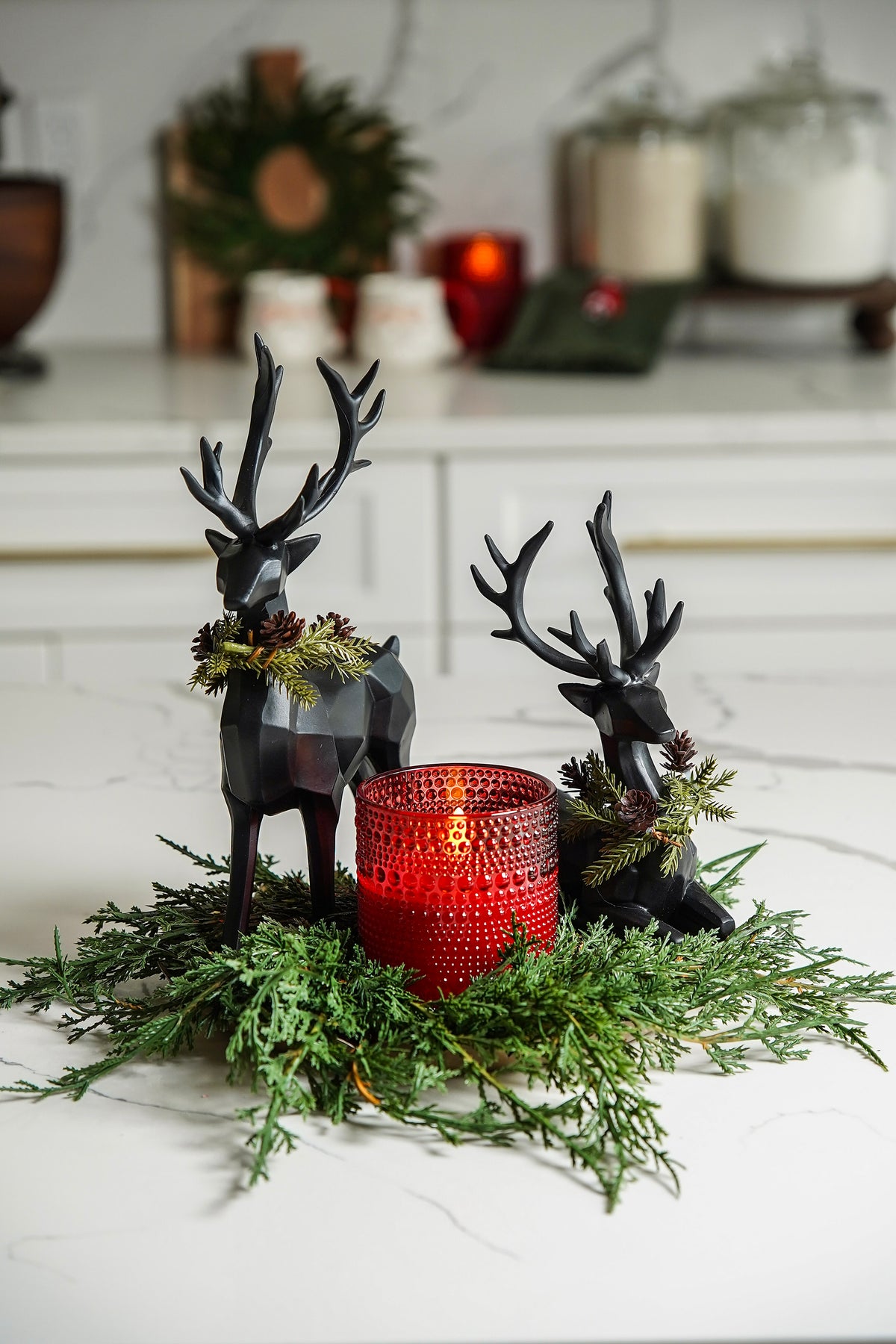 Red Hobnail Flameless Pillar Candle