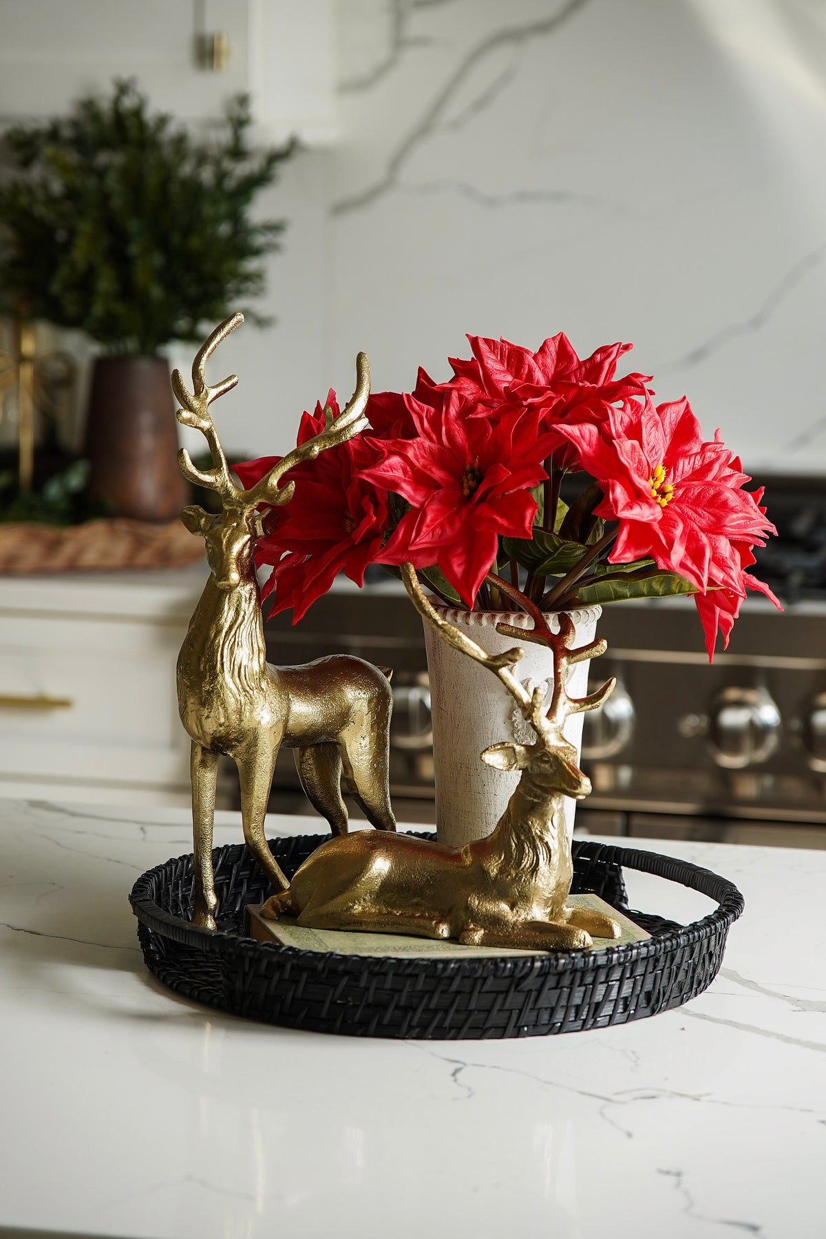 Real Touch Red Poinsettia Bunch