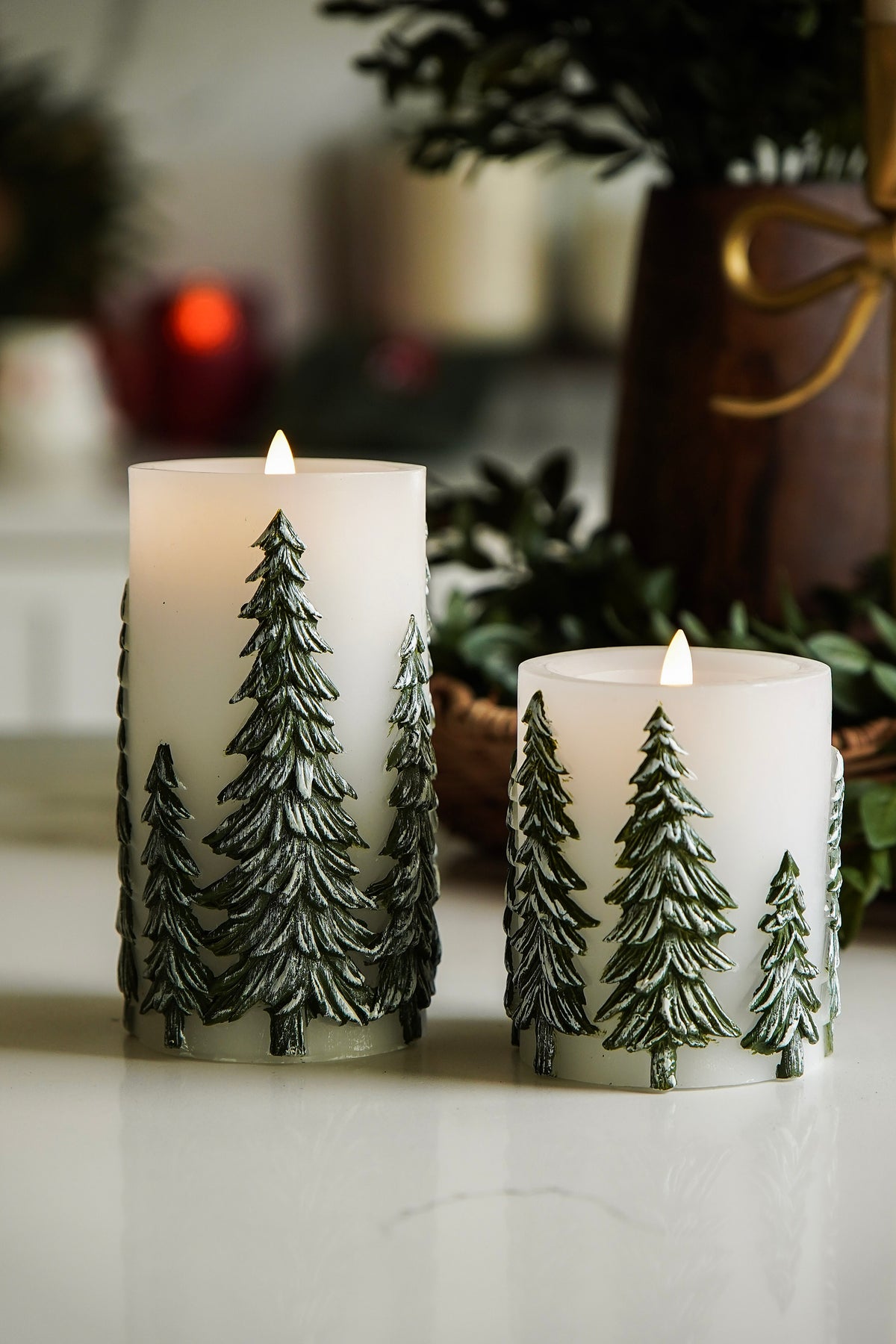 Evergreen Forest Flameless Pillar Candle