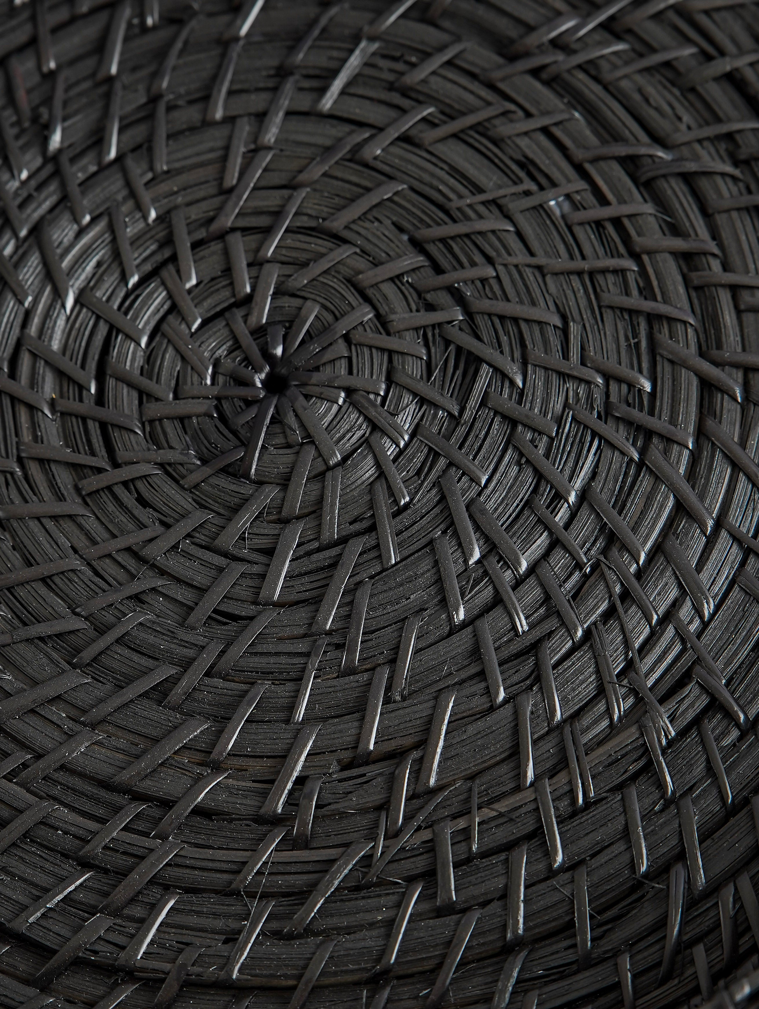 Black Hand-Woven Bamboo Tray
