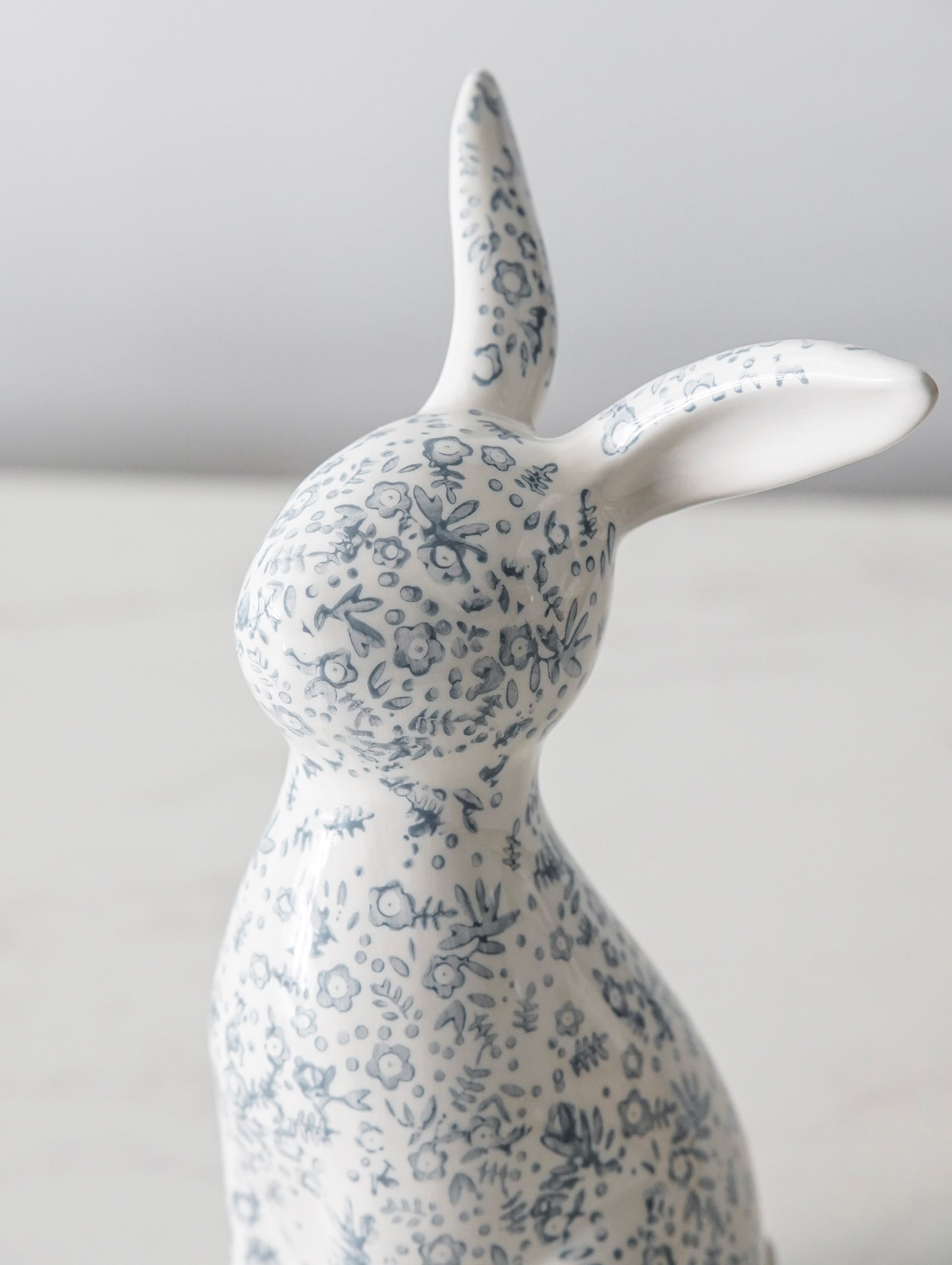 Blue Floral Ceramic Bunny