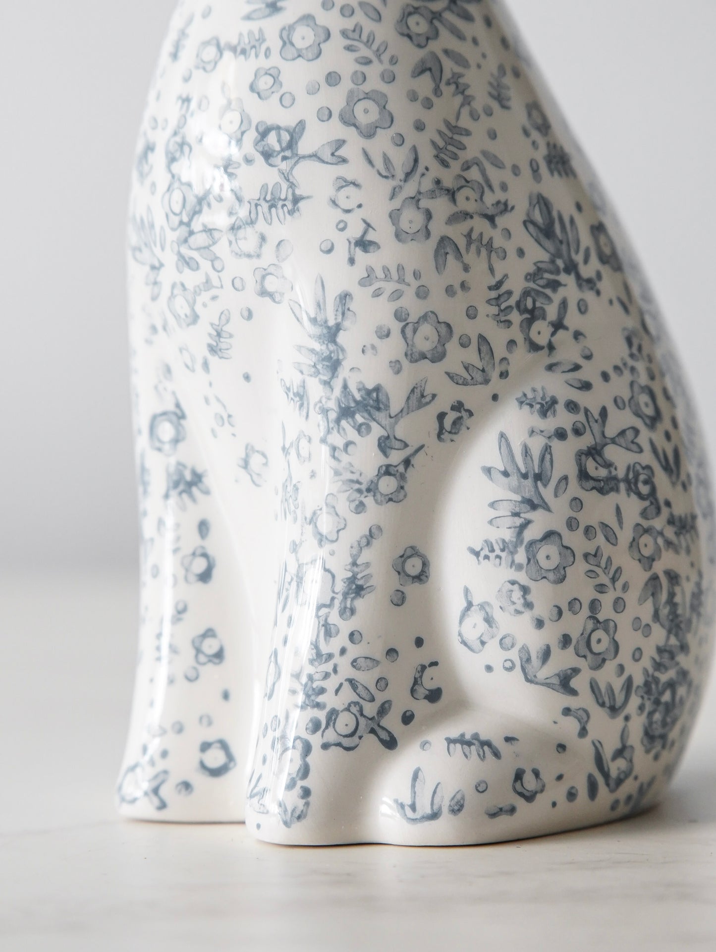 Blue Floral Ceramic Bunny