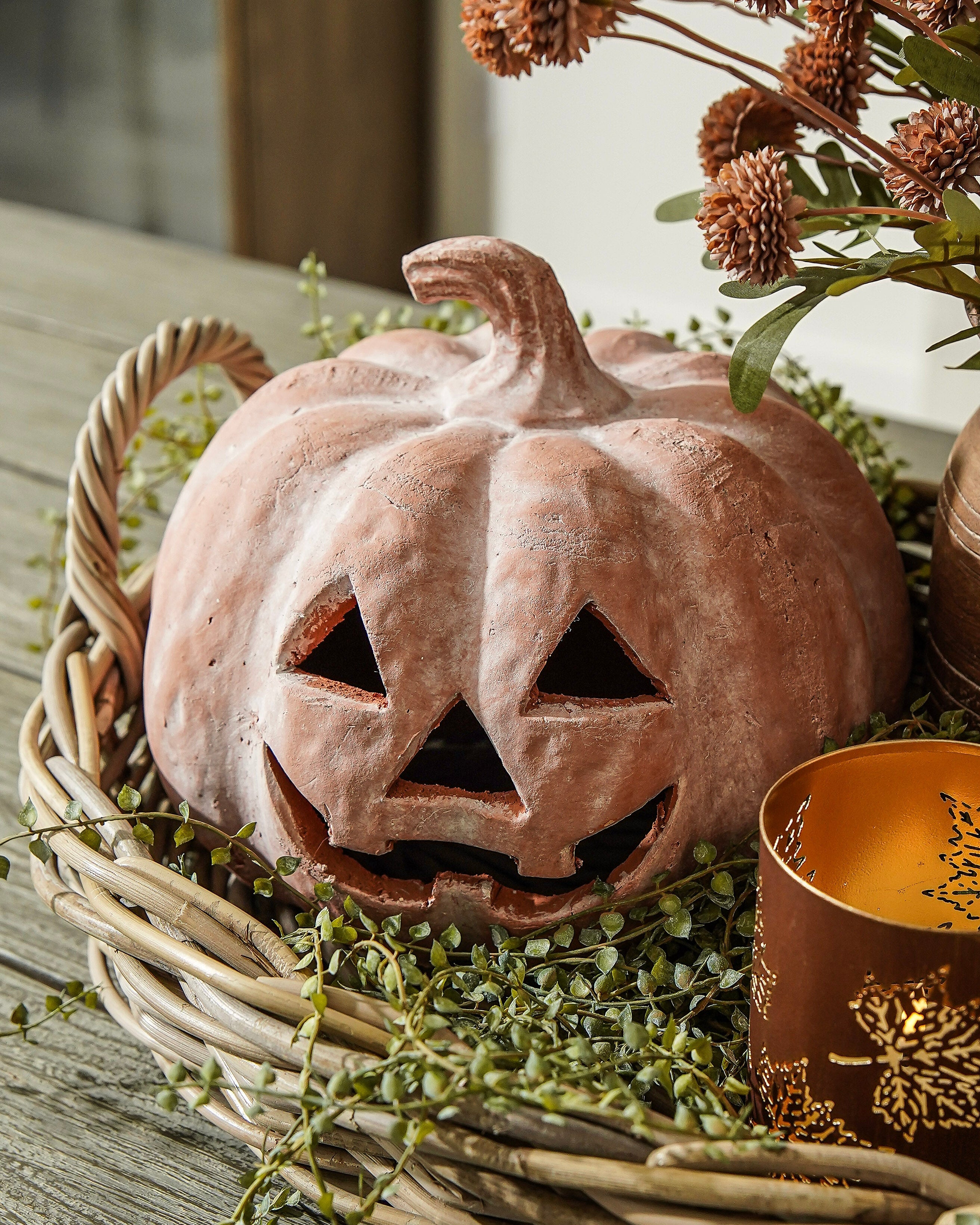 Terracotta Jack-O'-Lantern Pumpkin