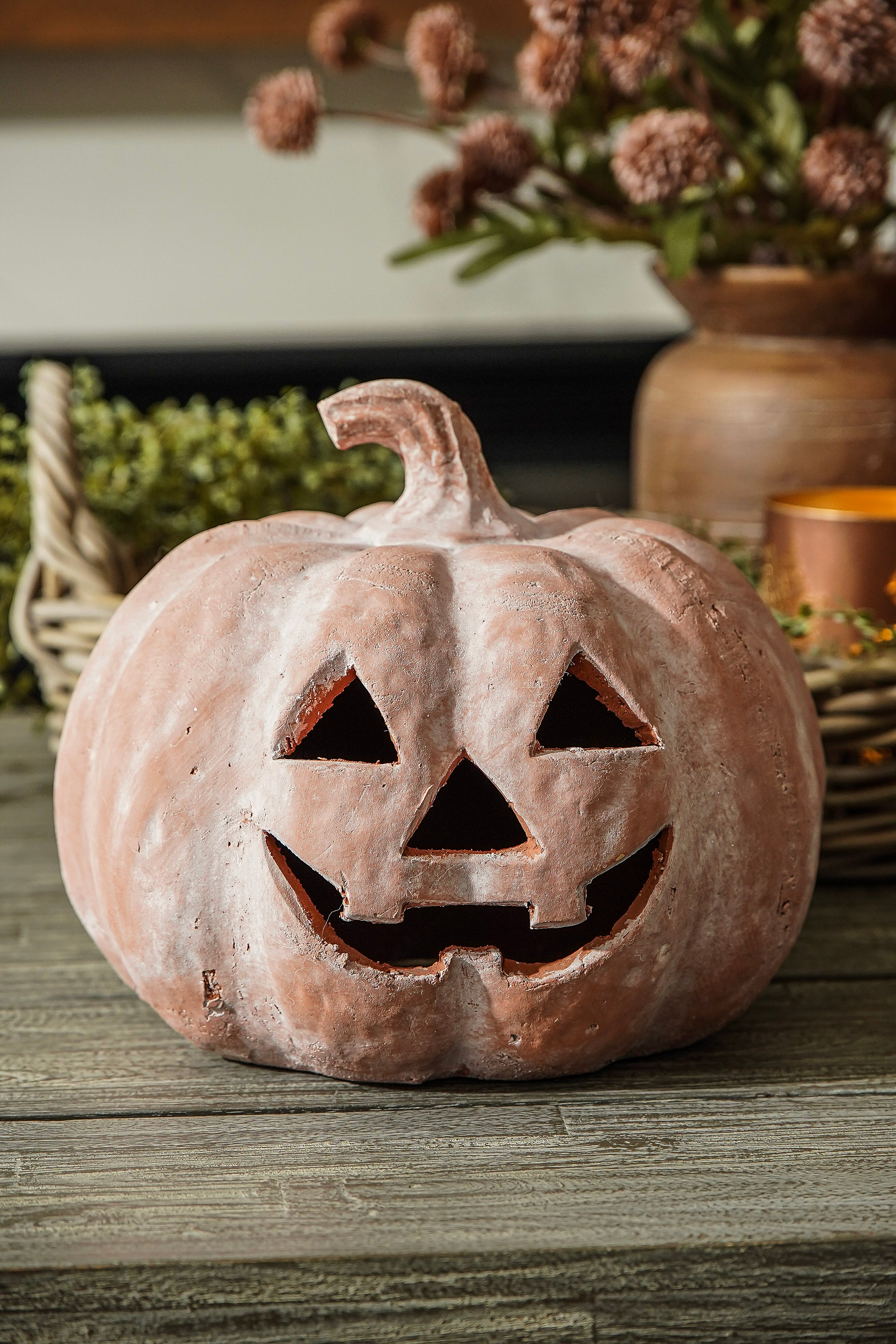 Terracotta Jack-O'-Lantern Pumpkin