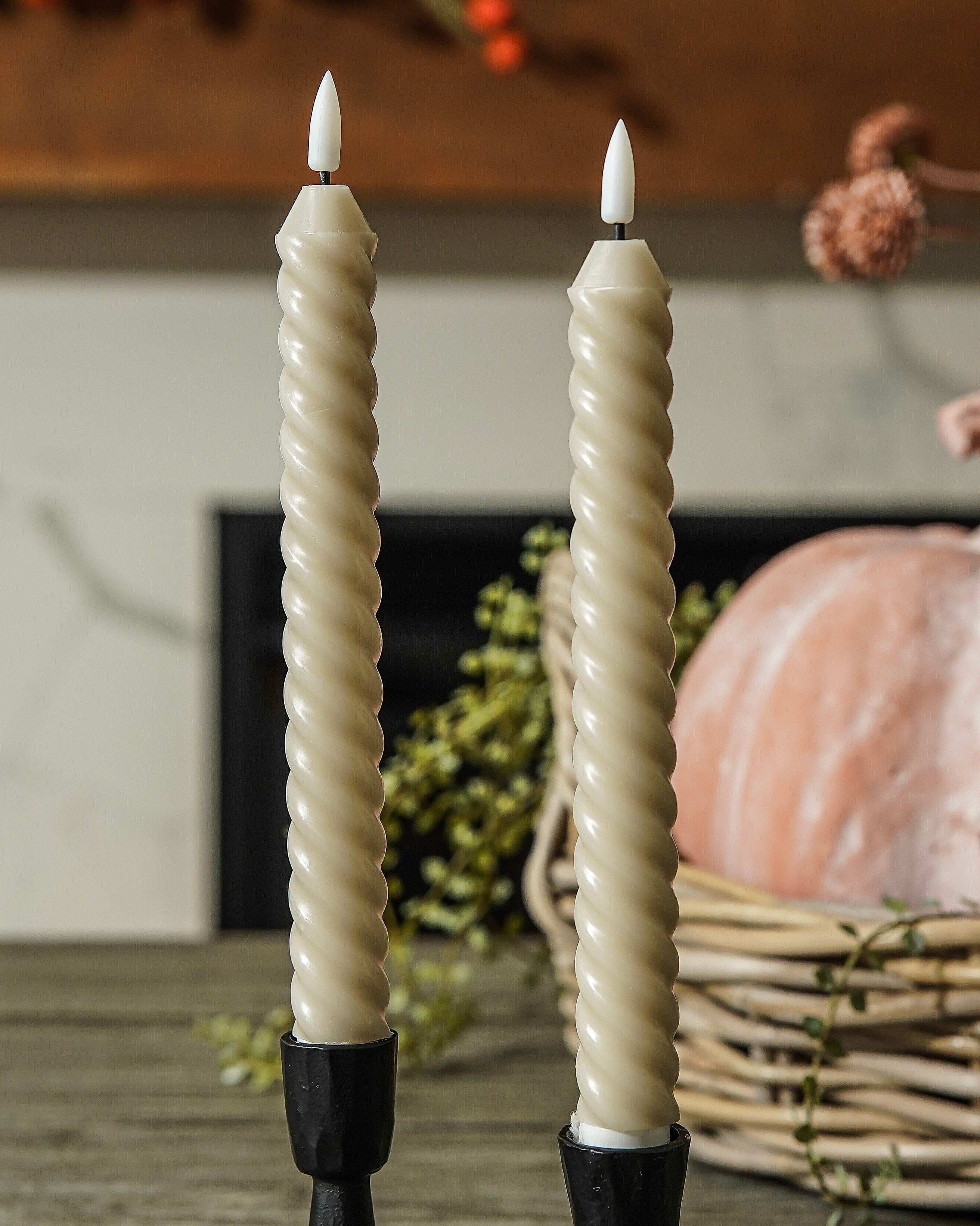 Flameless Twist Taper Candle Set