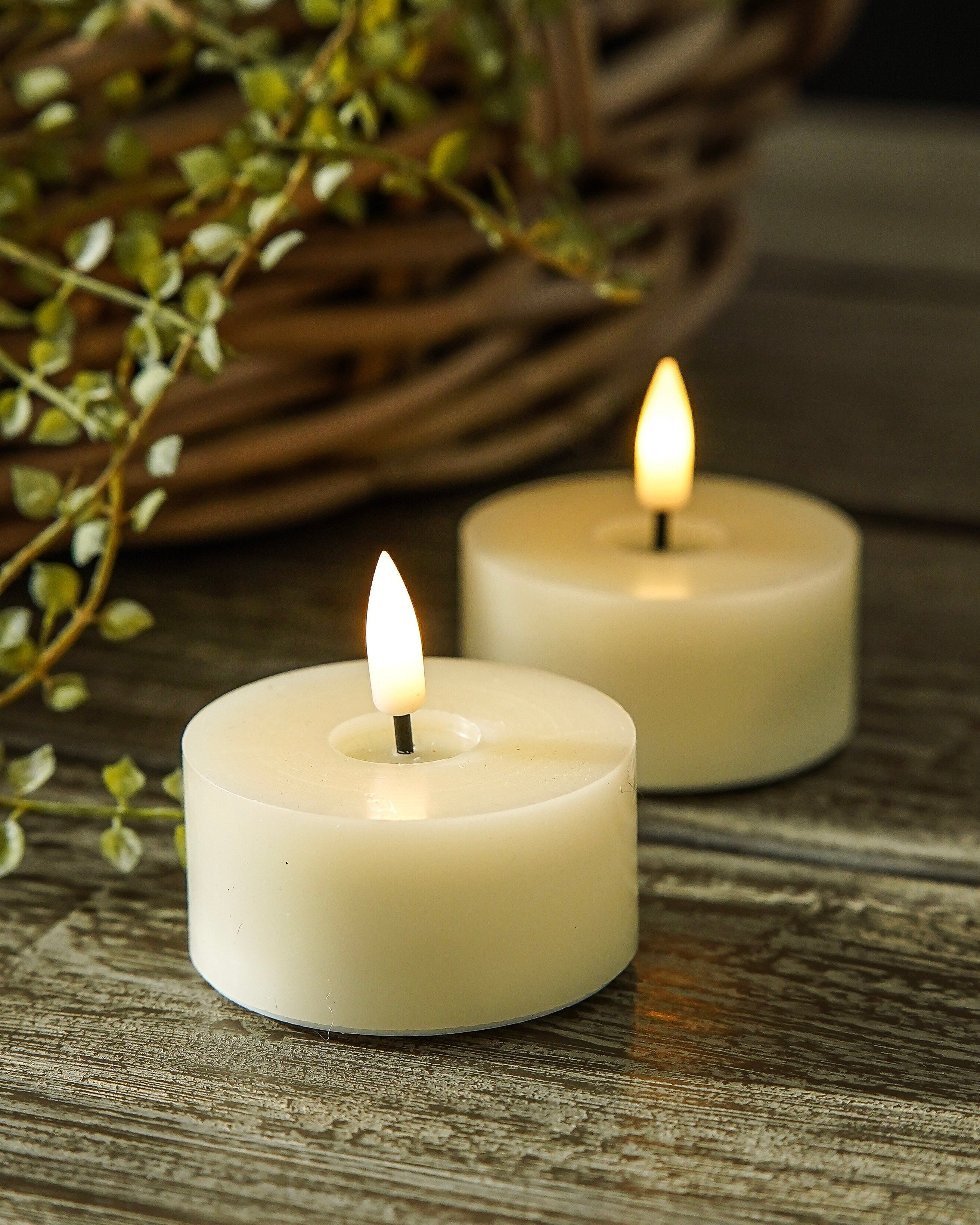 Large Ivory Flameless Tealight Candle Set